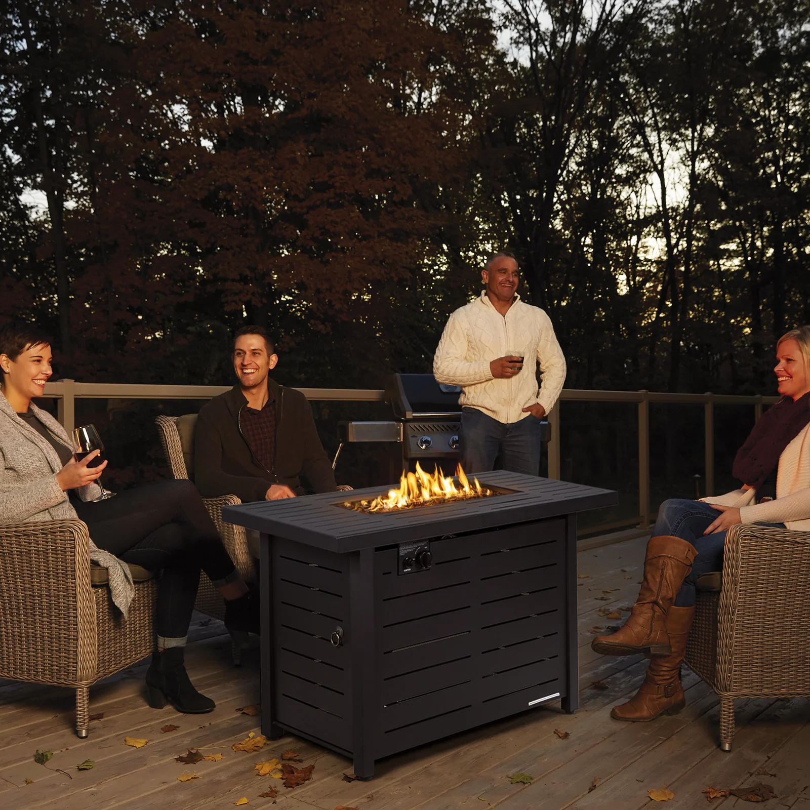 42 Inch 60,000 BTU Propane Fire Pit Table, Waterproof Cover - Image 3