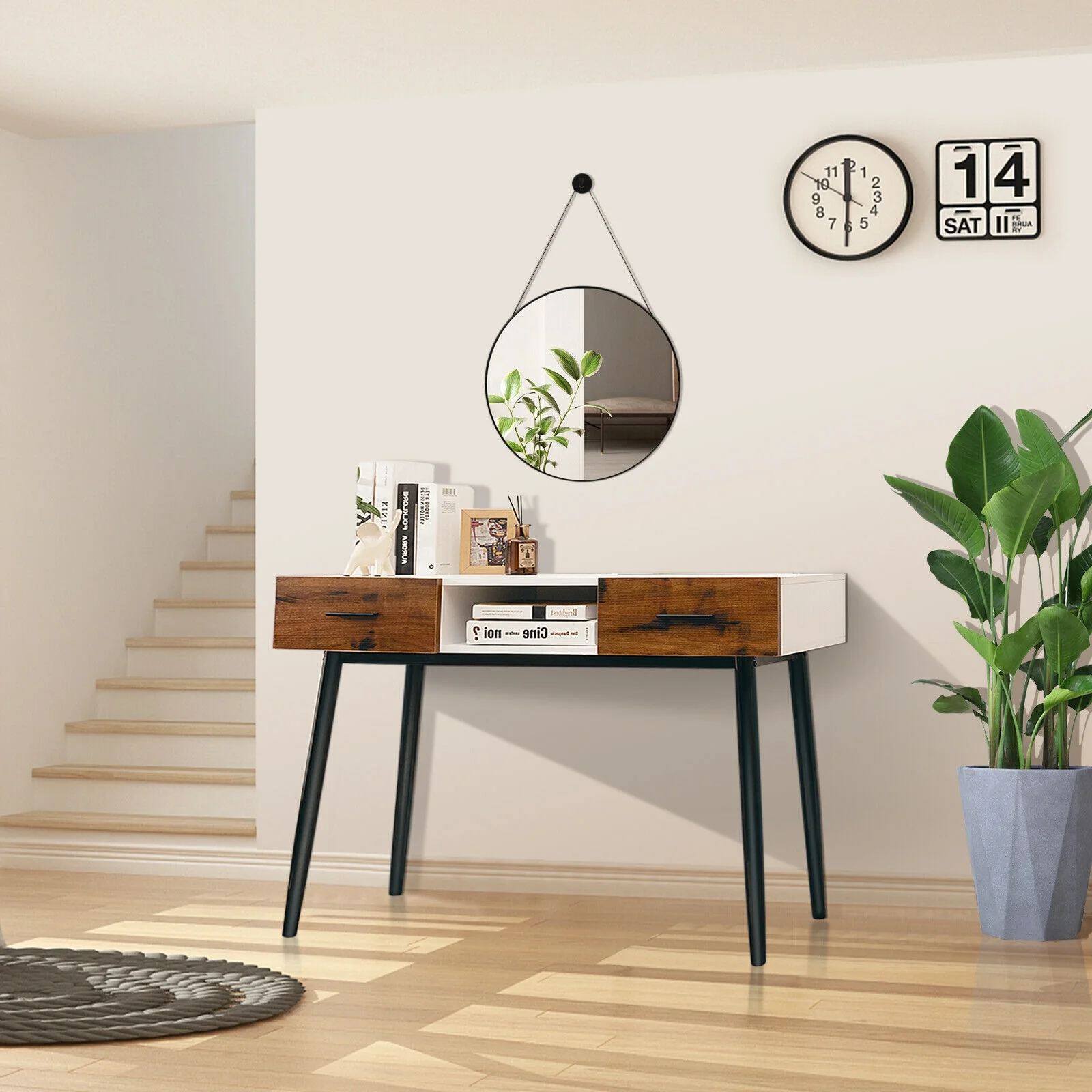 42 Inch Console Table With 2 Drawers, Brown - Image 3