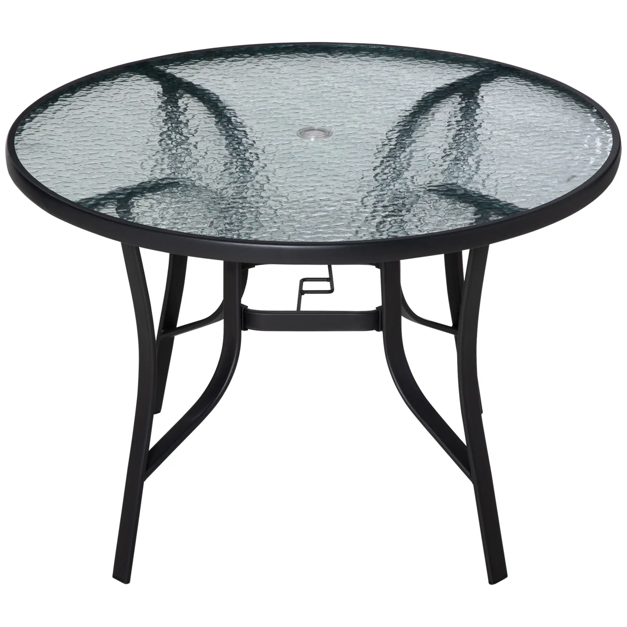42 Inch Round Outdoor Dining Table with Umbrella Hole, Steel