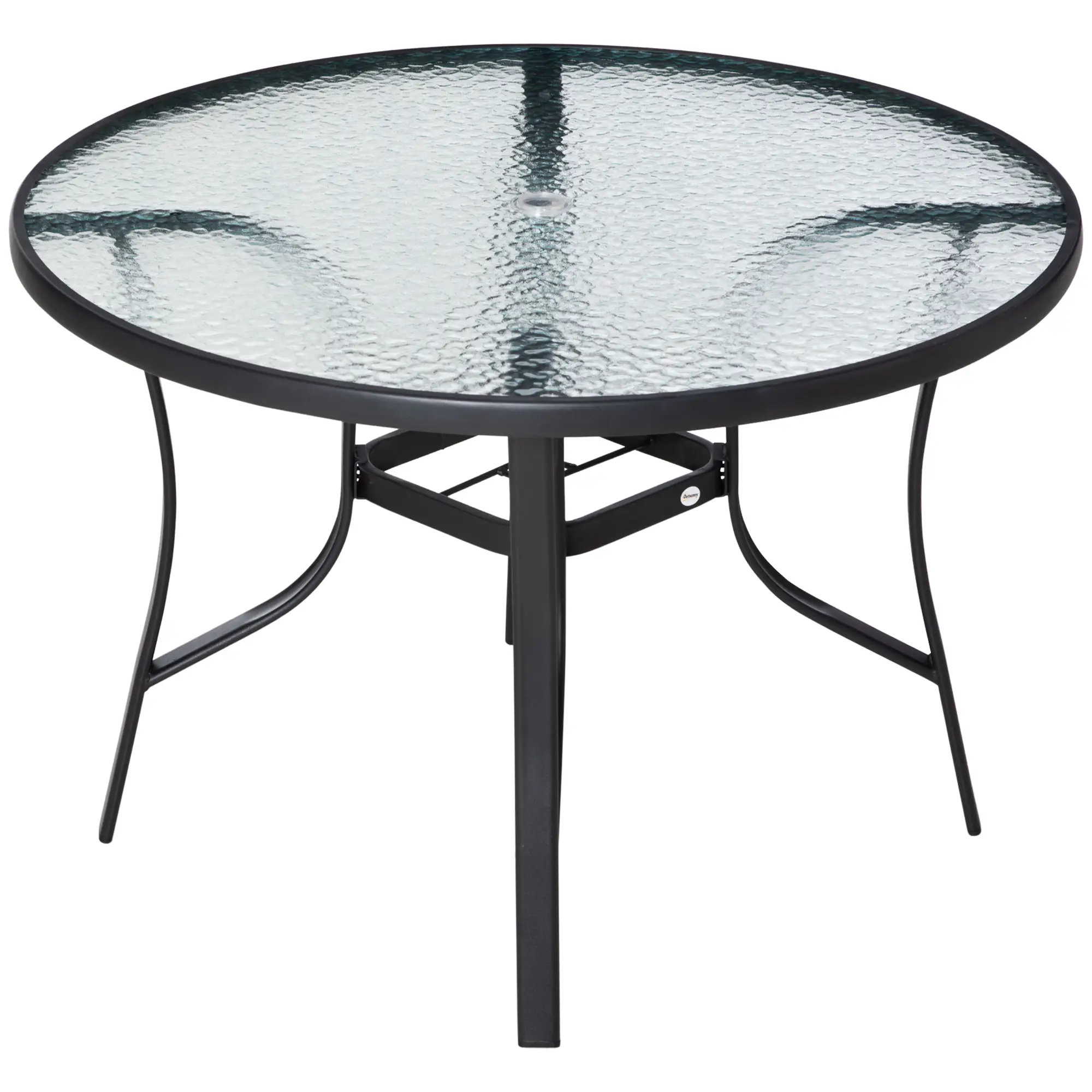 42 Inch Round Outdoor Dining Table with Umbrella Hole, Steel - Image 11