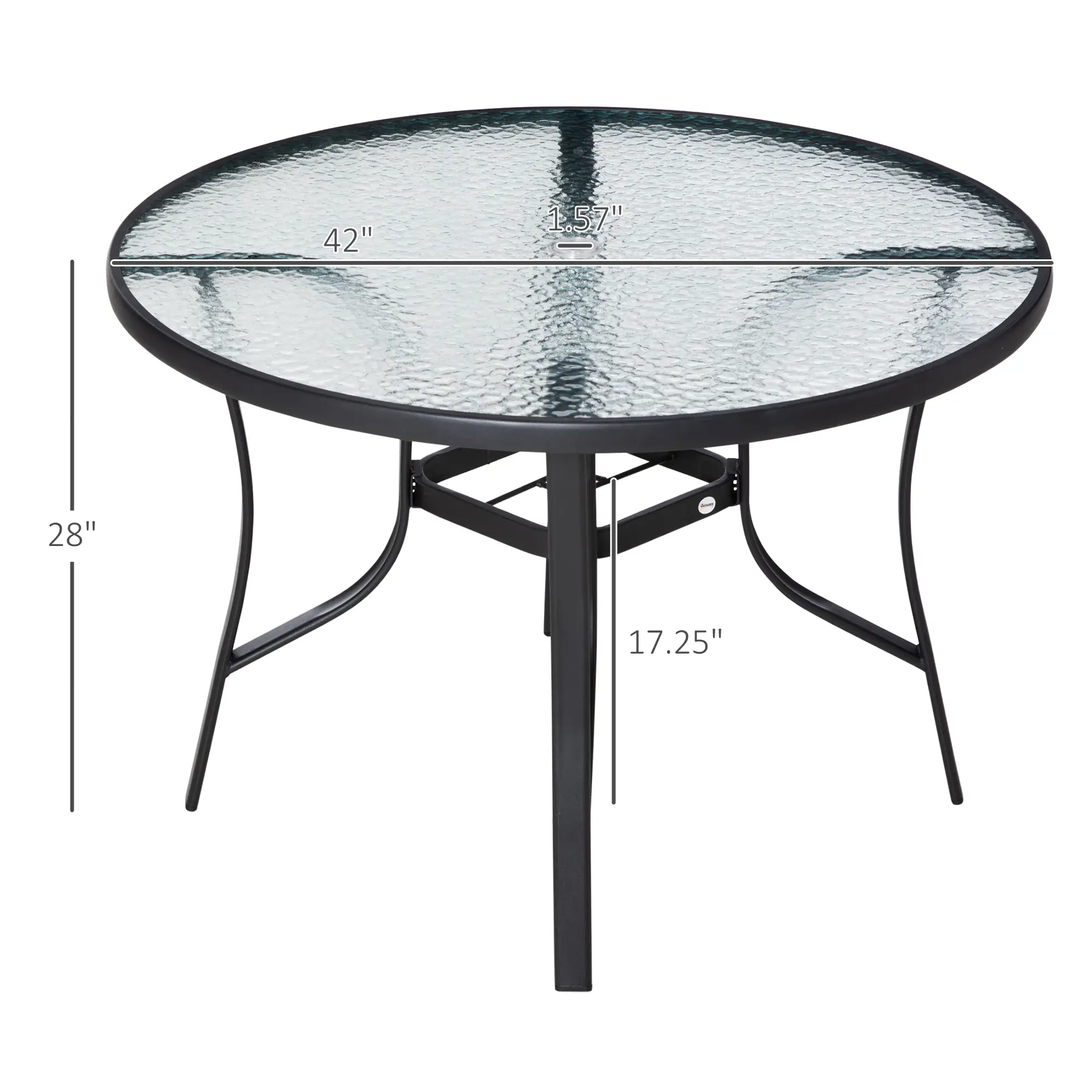 42 Inch Round Outdoor Dining Table with Umbrella Hole, Steel - Image 3