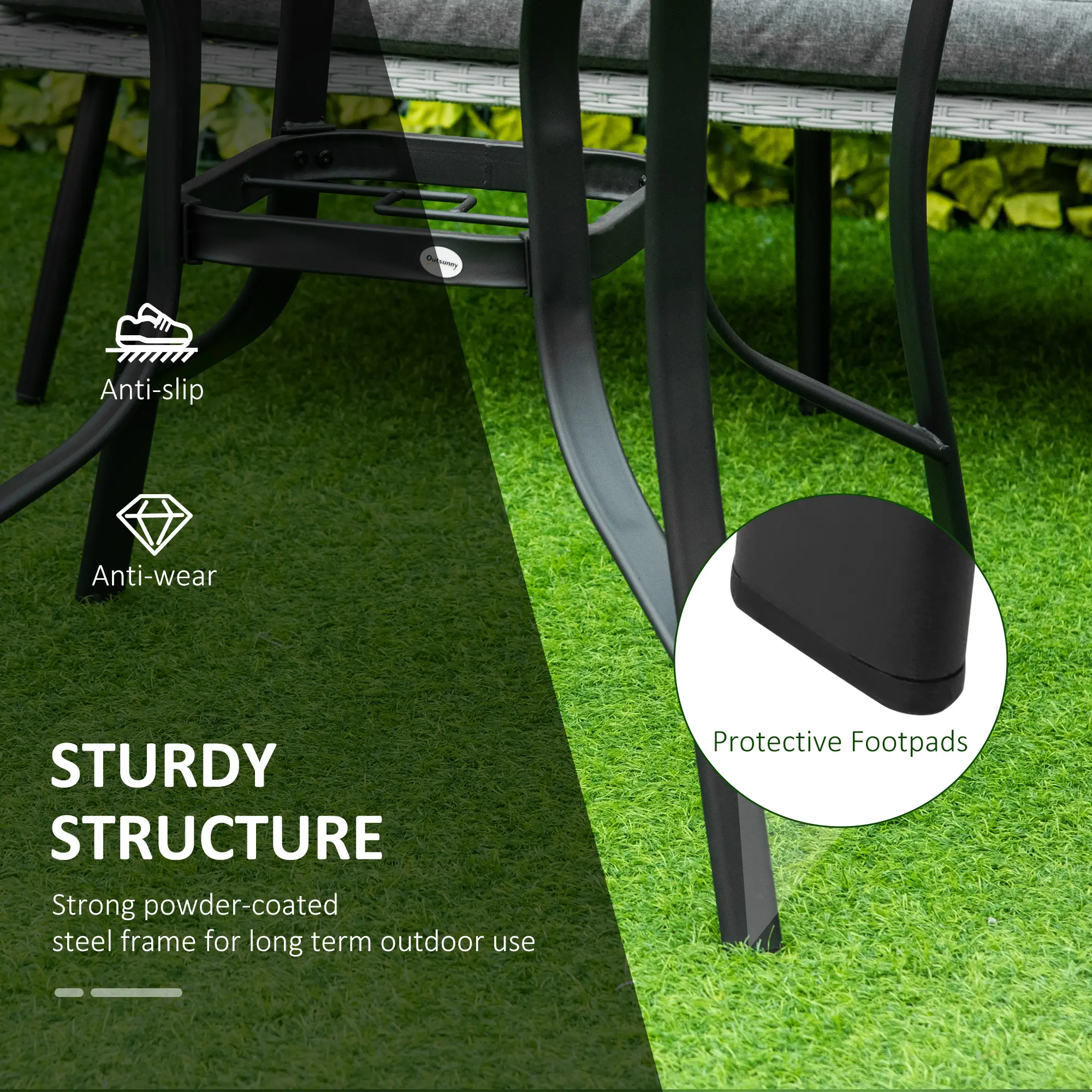 42 Inch Round Outdoor Dining Table with Umbrella Hole, Steel - Image 6