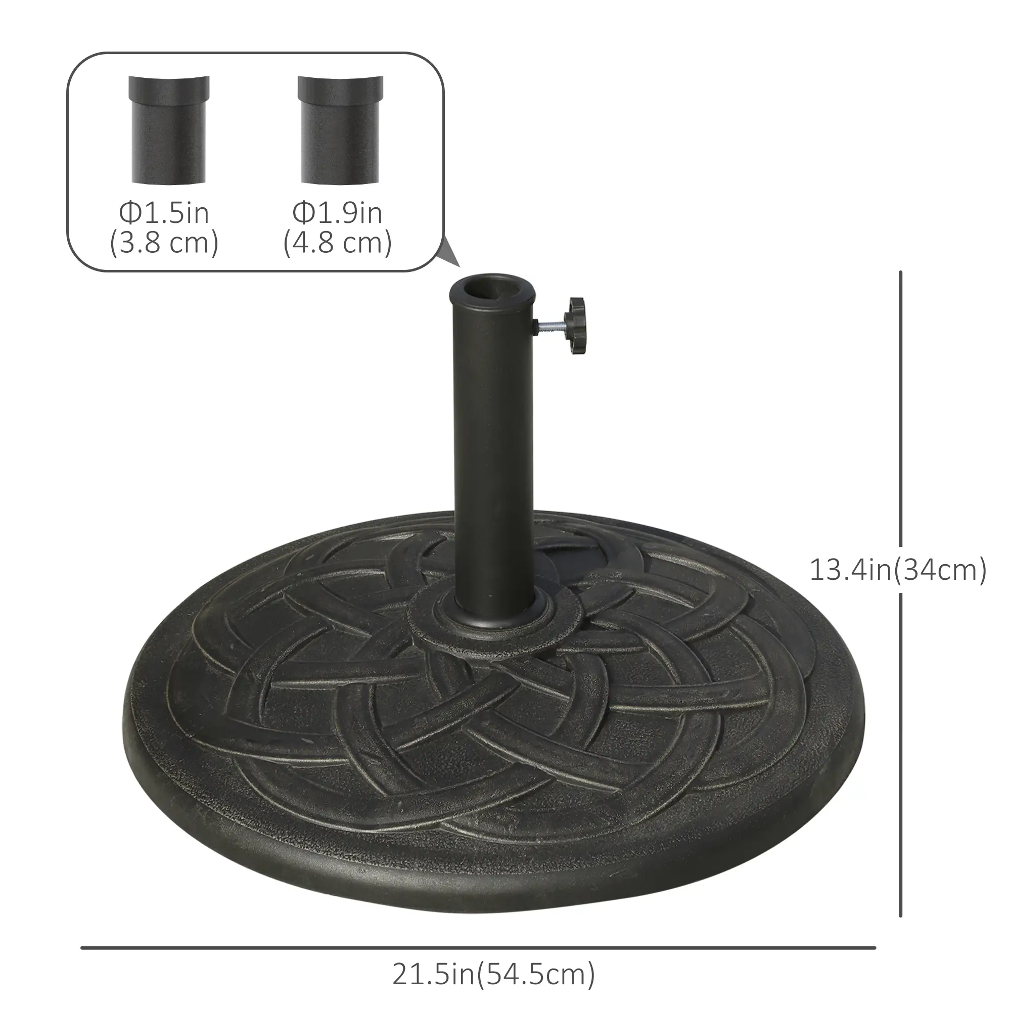 42 lbs 22" Bronze Resin Round Umbrella Base, Patio Stand, Bronze - Image 3