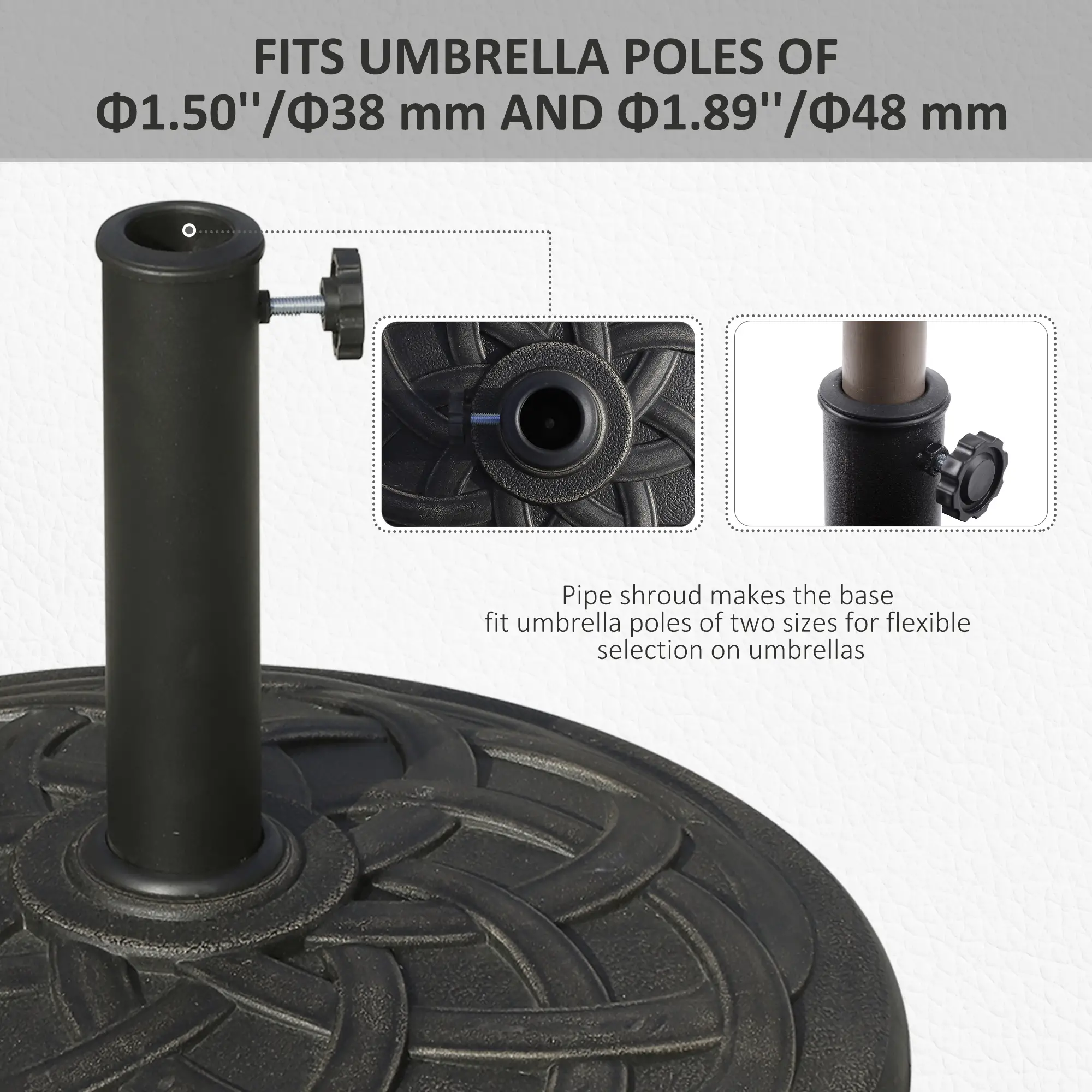 42 lbs 22" Bronze Resin Round Umbrella Base, Patio Stand, Bronze - Image 6