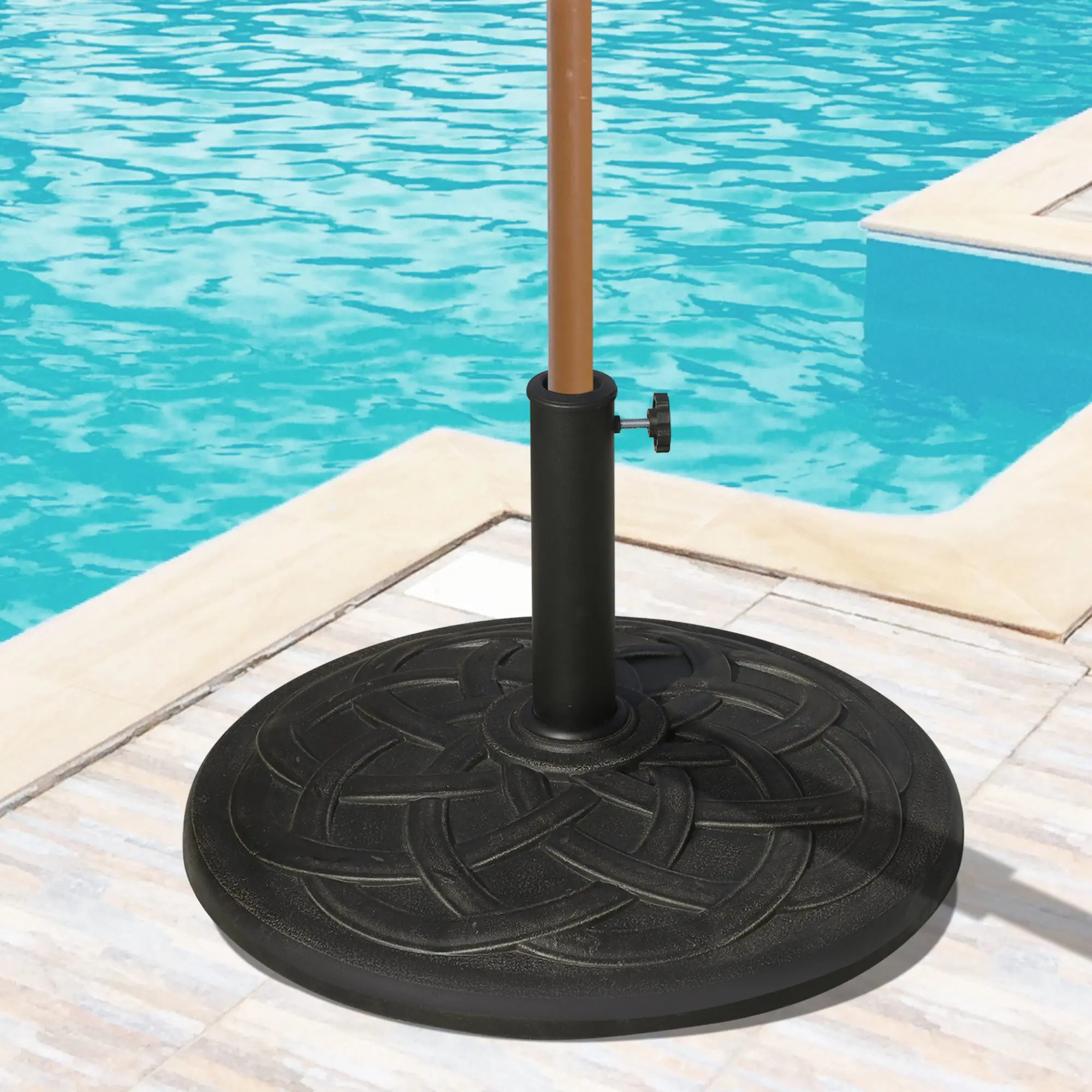 42 lbs 22" Bronze Resin Round Umbrella Base, Patio Stand, Bronze - Image 8