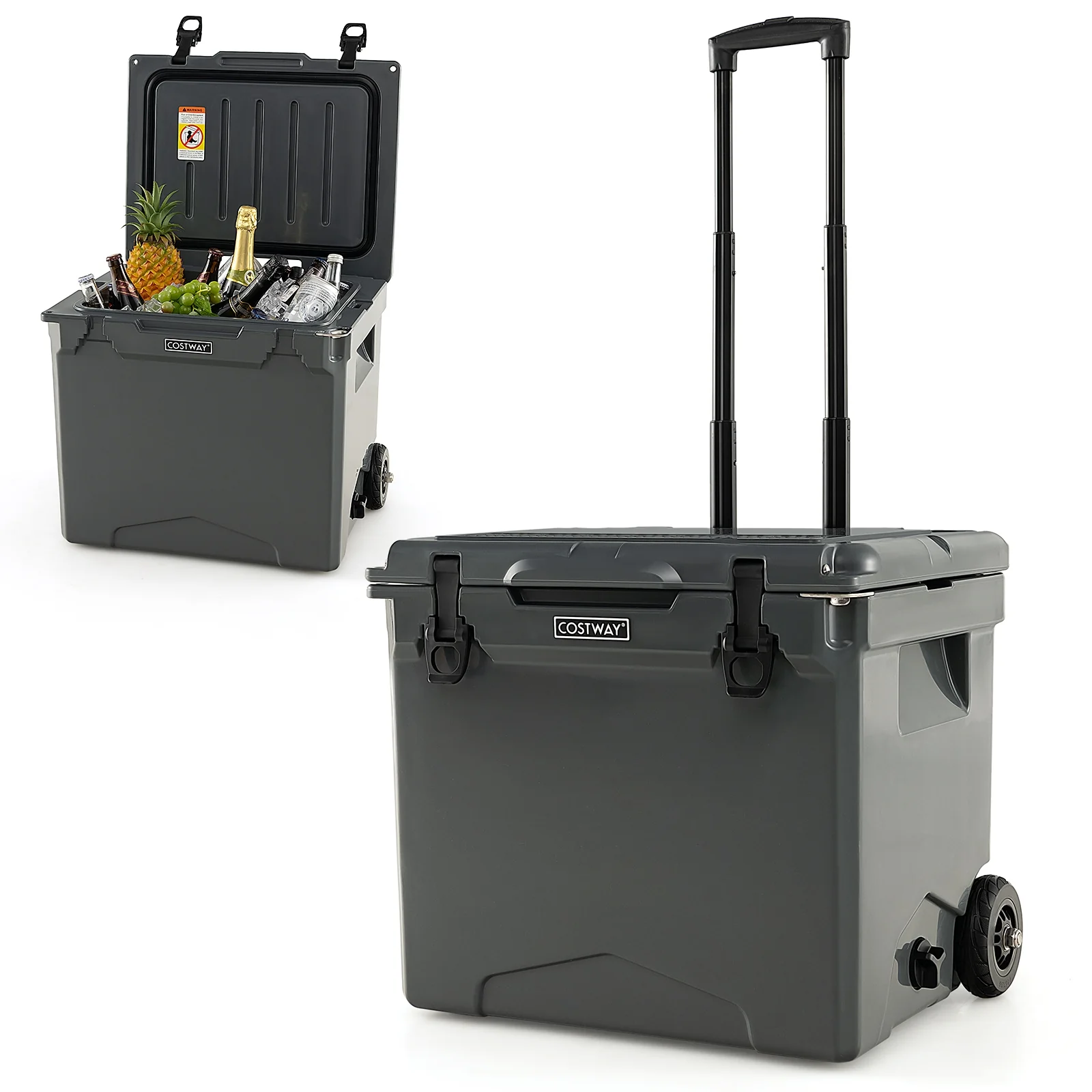 42 Quart Hard Cooler With Wheels And Handle, Gray