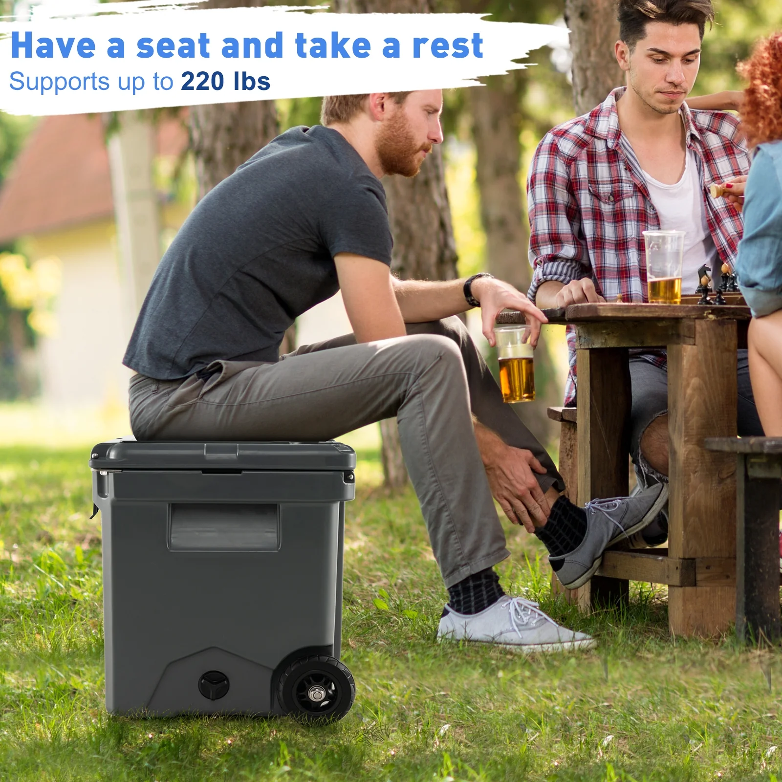 42 Quart Hard Cooler With Wheels And Handle, Gray - Image 6