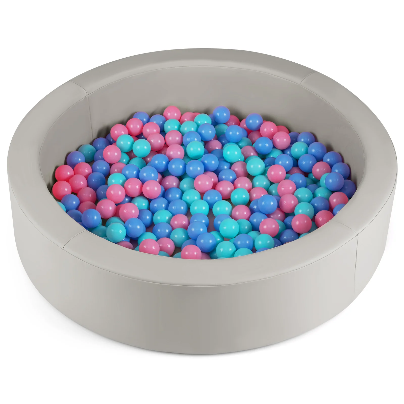 42.5 Inch Round Foam Ball Pits with 25D Sponge Filling and Washable PU Cover for Toddlers, Gray