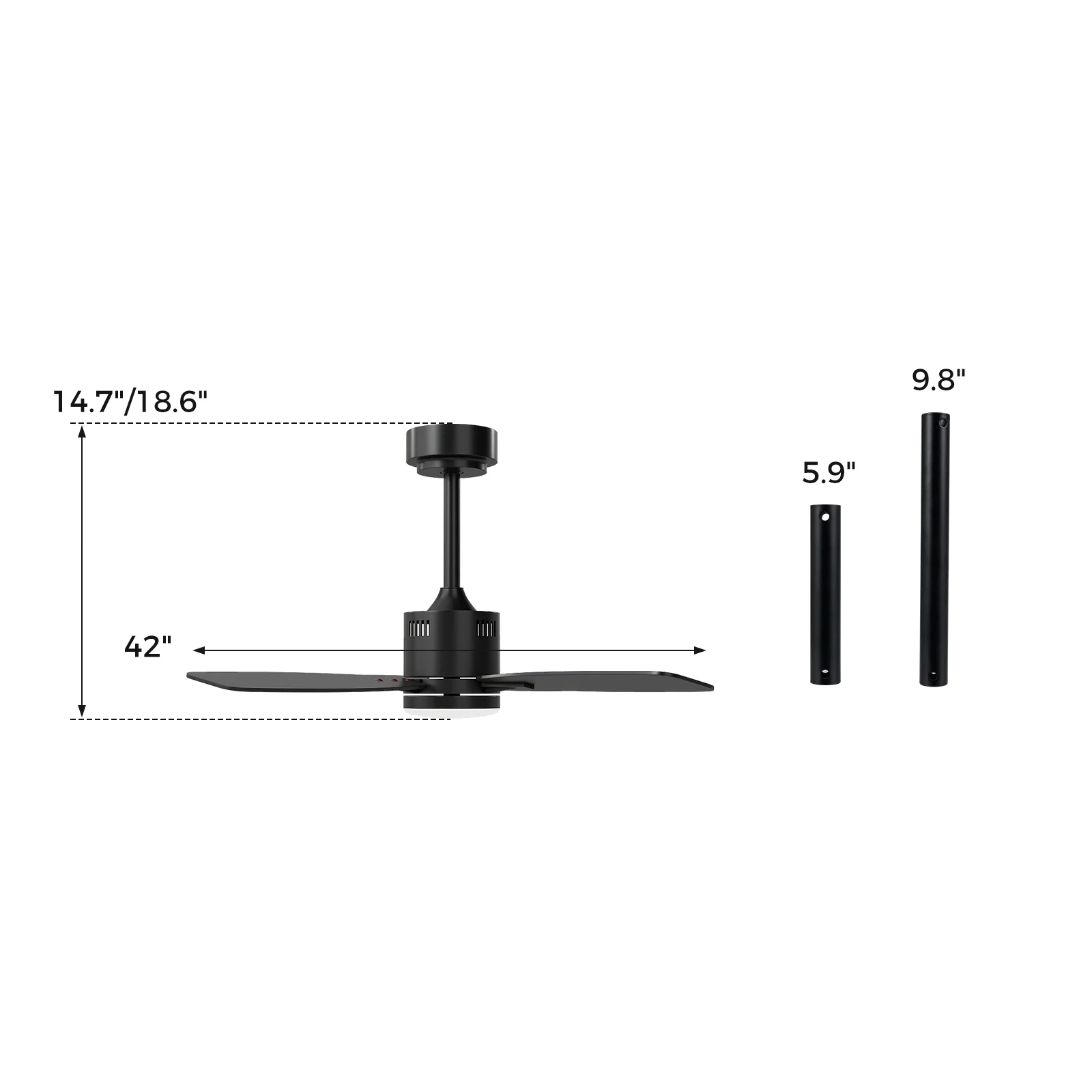 42inch Ceiling Fan with Light and Remote 3CCT LED with Memory 4H Timer 6 Speeds, Black - Image 5
