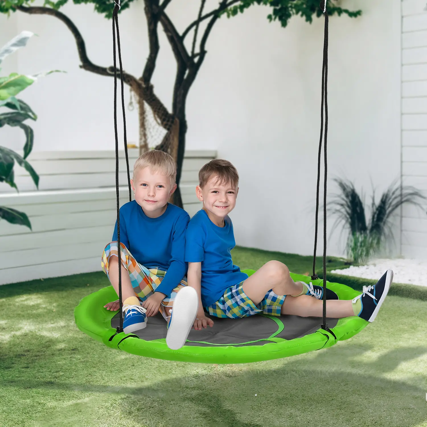 43.25" Saucer Swing, Adjustable Rope Seat, Indoor Outdoor, Green - Image 2
