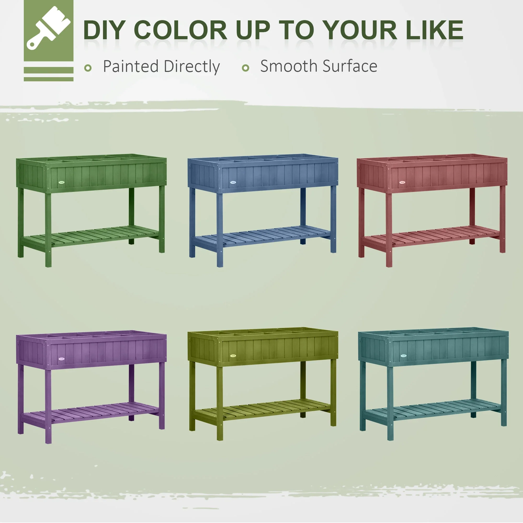 43.25" x 18" x 30" Raised Garden Bed, Wooden Plant Stand, Dark Grey - Image 5