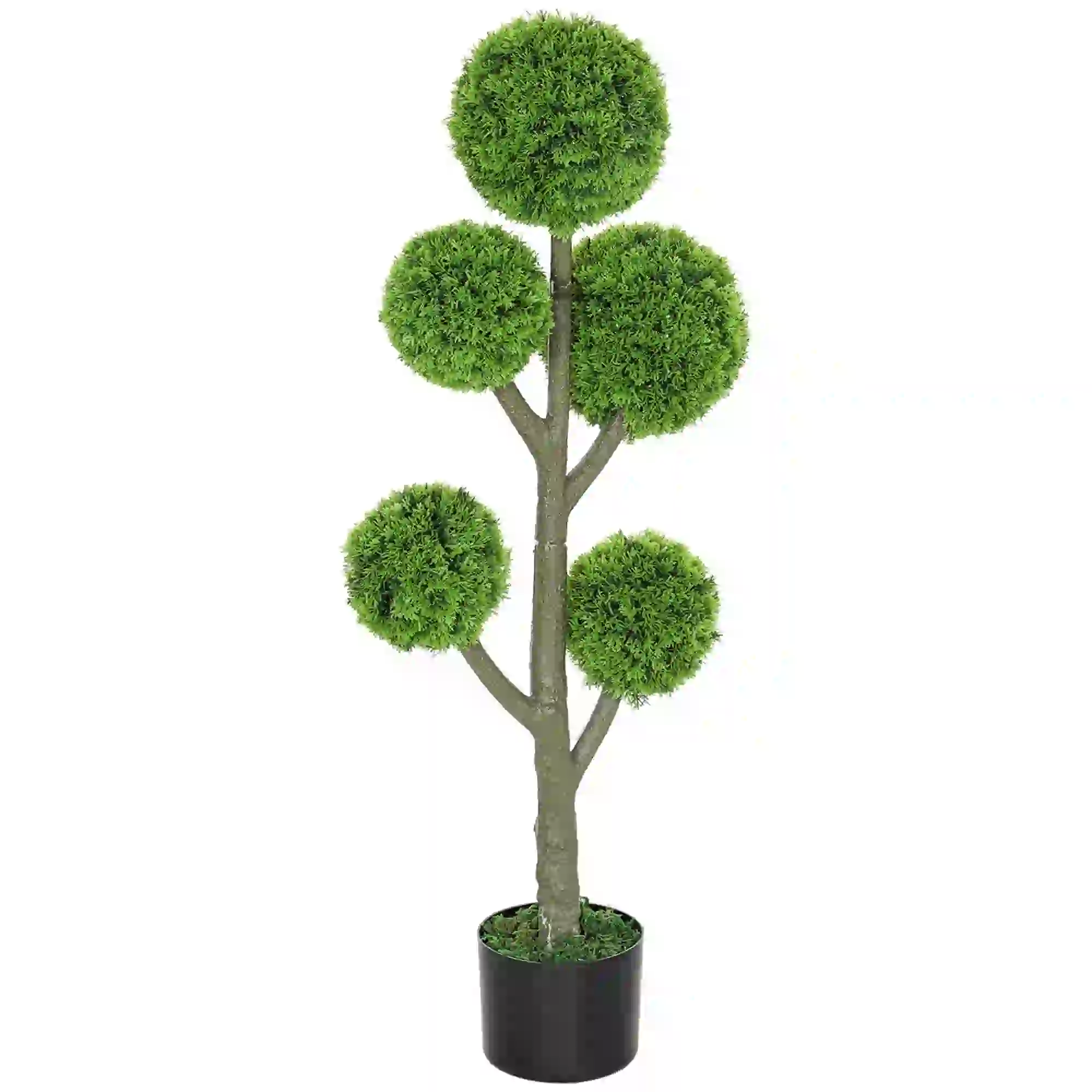 43.3" Artificial Ball Cypress Topiary Tree, Indoor Outdoor Plant In Pot, Green