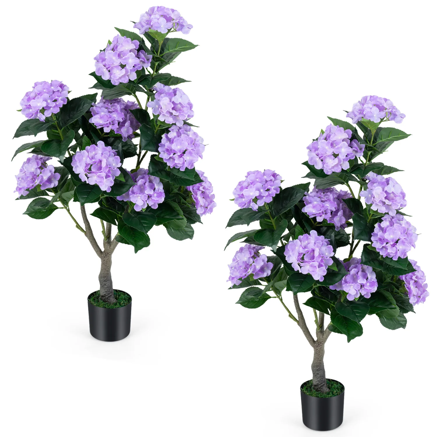 43.5" Artificial Hydrangea Tree 2 Pack, Purple