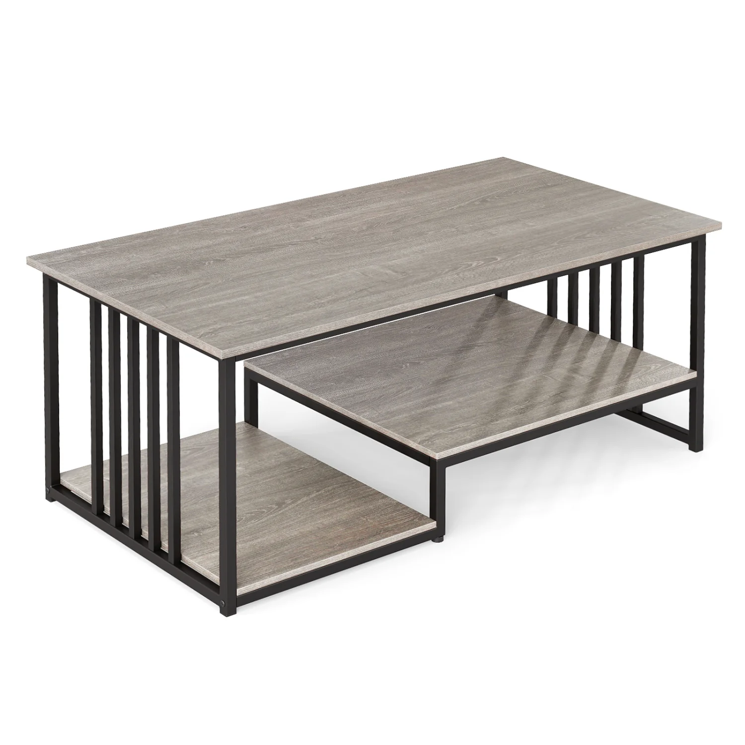 Coffee Table, 2-Tier With Open Storage Shelf, Oak