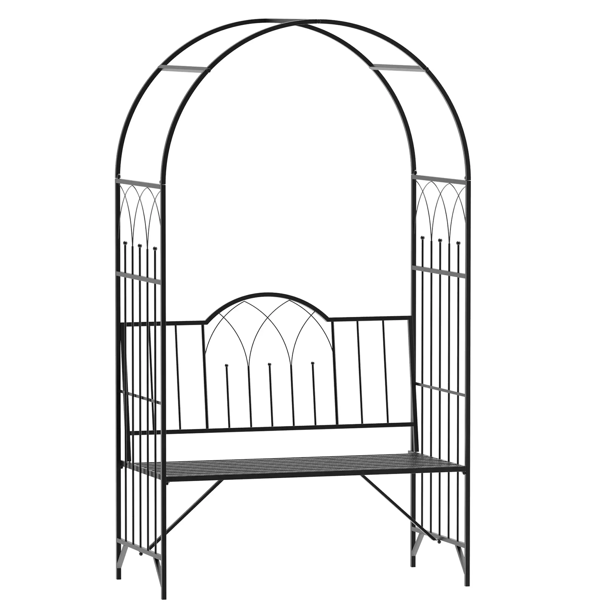 43" Garden Arbor Bench, Trellis for Climbing Plants, Black