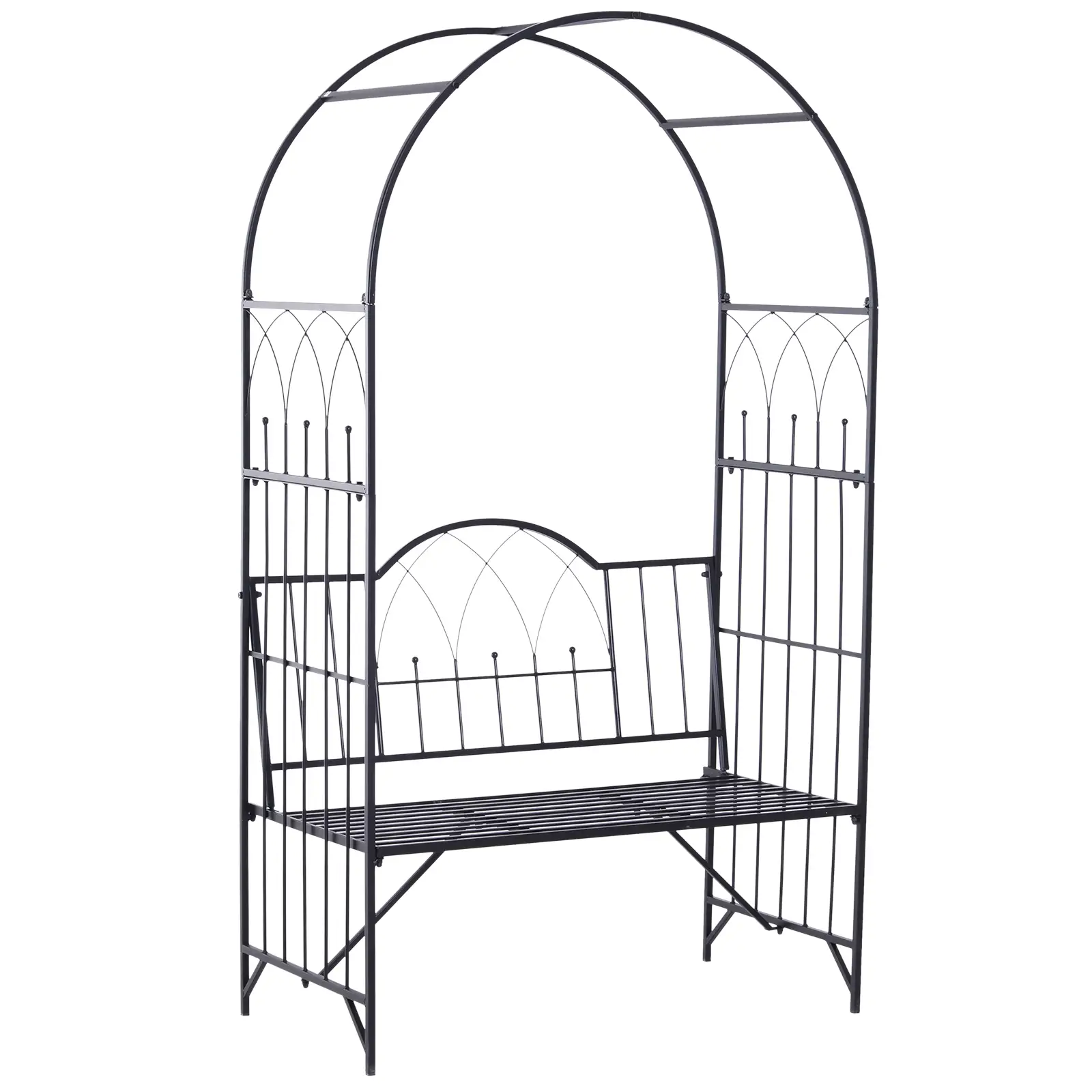 43" Garden Arbor Bench, Trellis for Climbing Plants, Black - Image 7