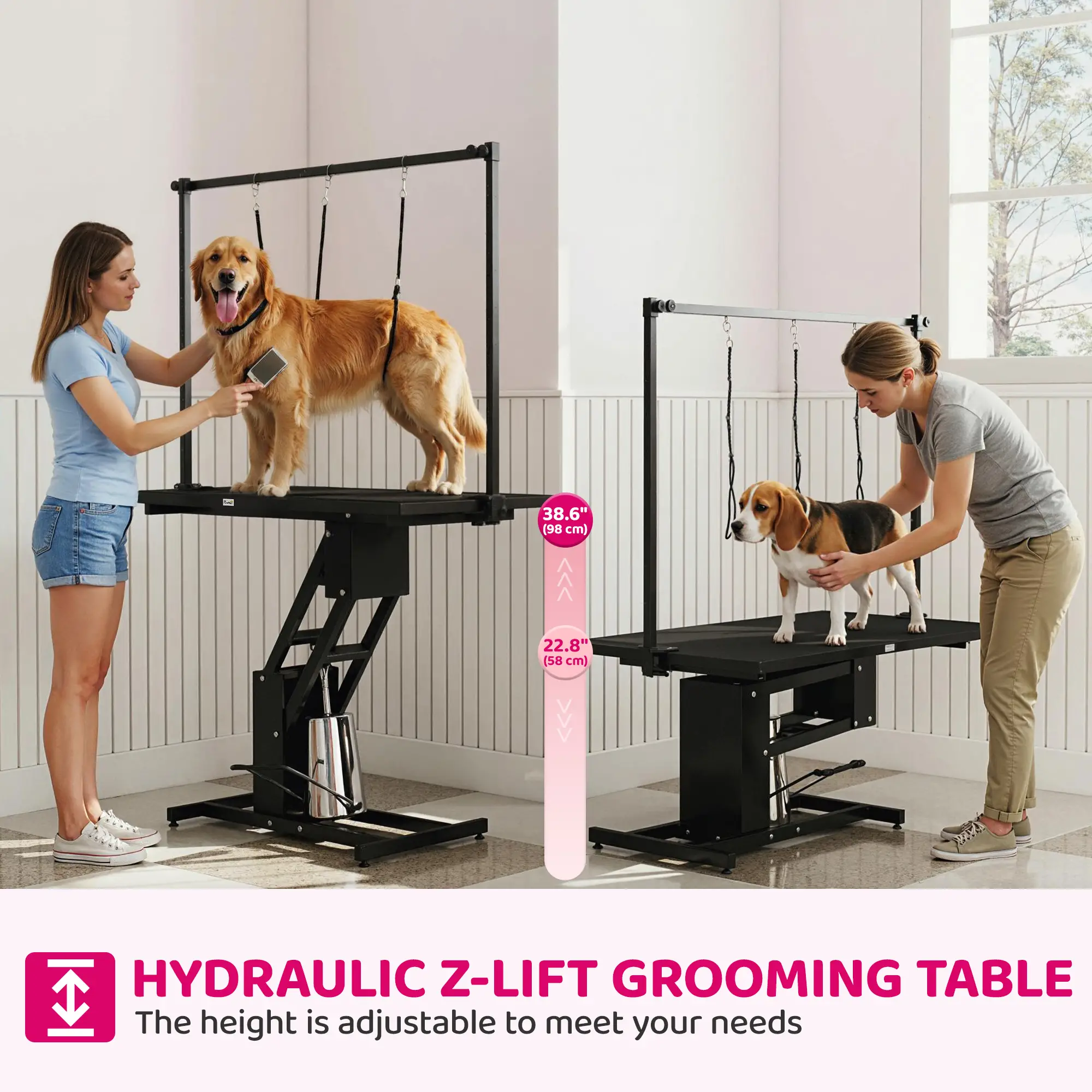 43" L Hydraulic Dog Grooming Table, Z-Lift Height Adjustable Pet Grooming Table with Noose and Non-Slip Tabletop - Image 4