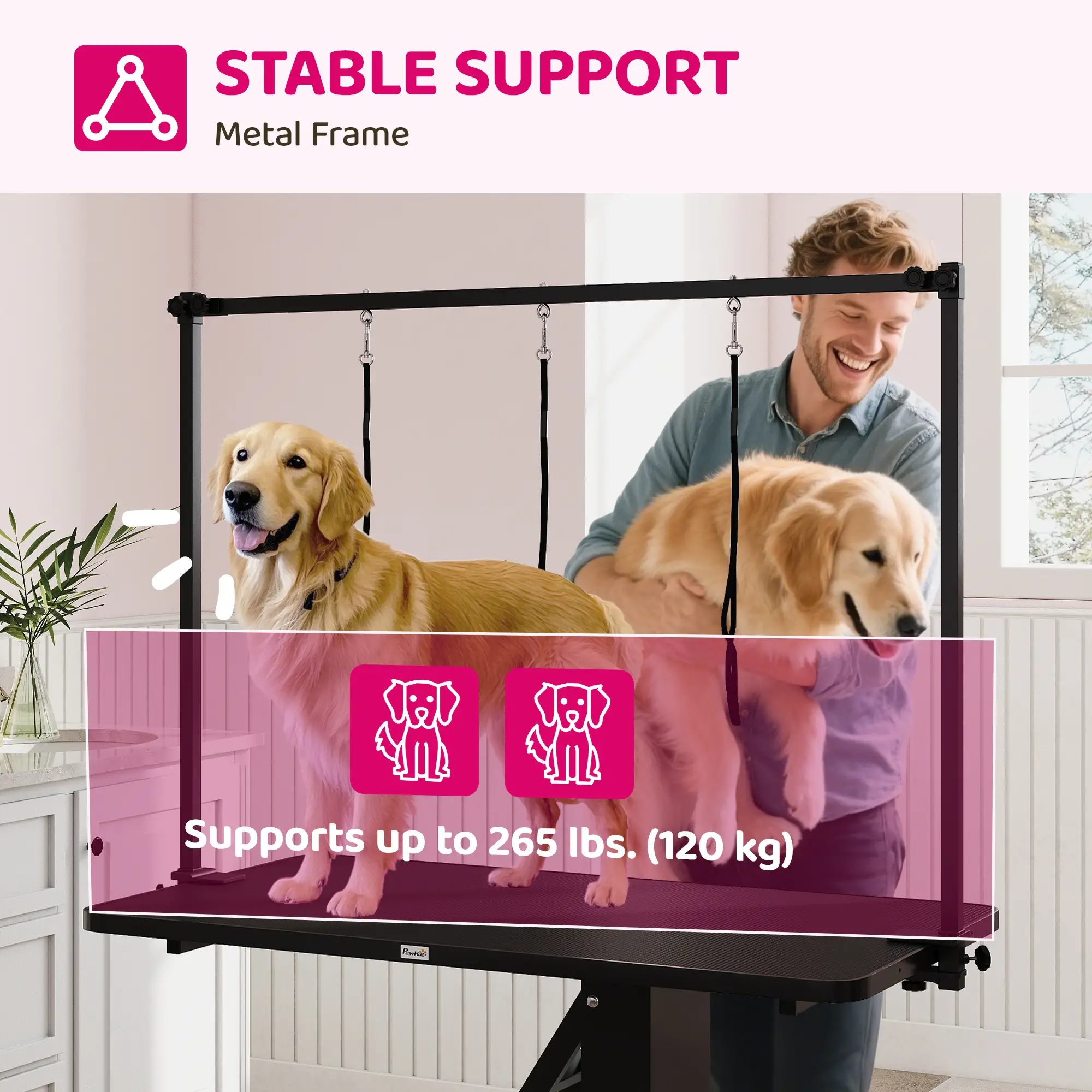 43" L Hydraulic Dog Grooming Table, Z-Lift Height Adjustable Pet Grooming Table with Noose and Non-Slip Tabletop - Image 5