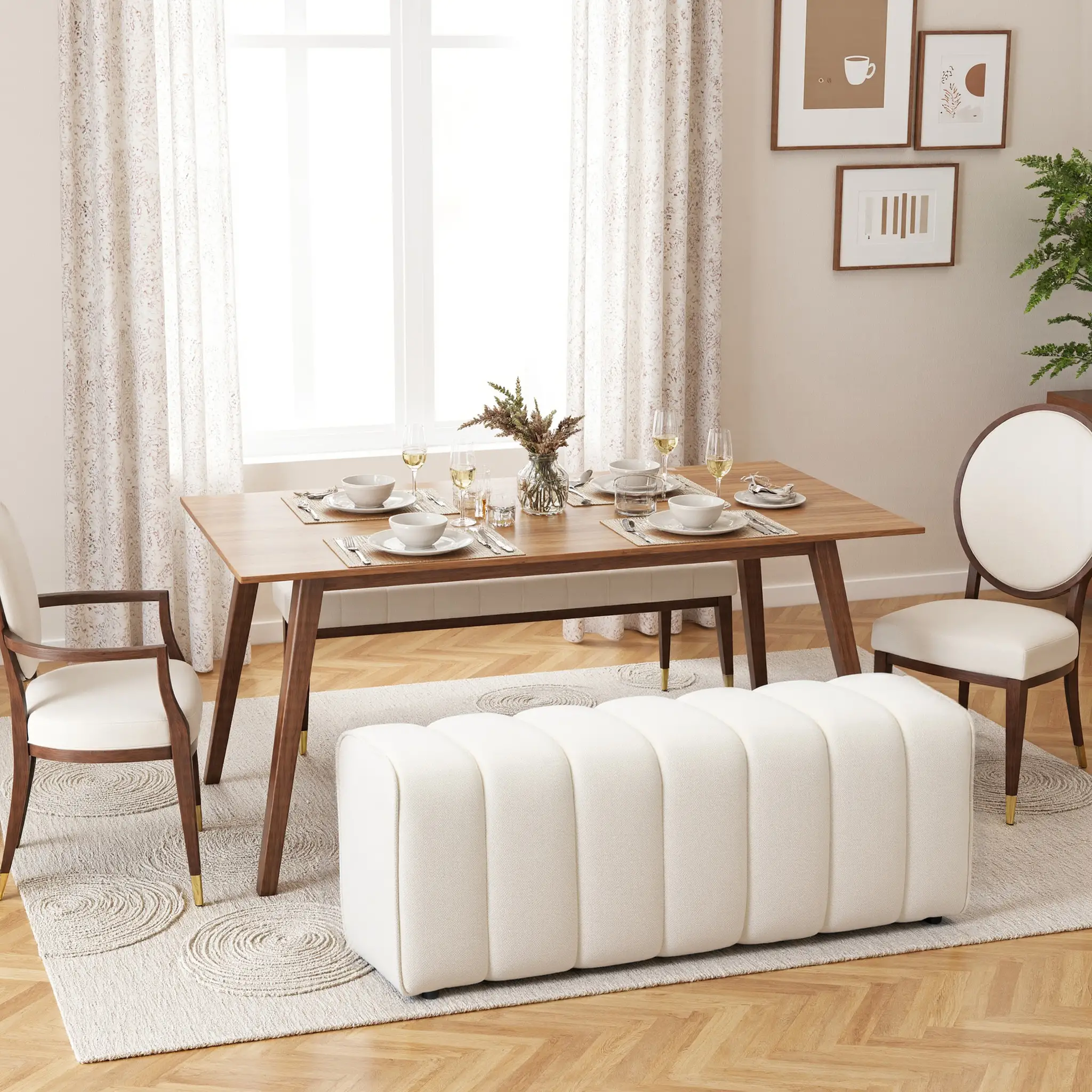 43" Upholstered Bed Bench, 485 lbs Capacity, Cream White - Image 10