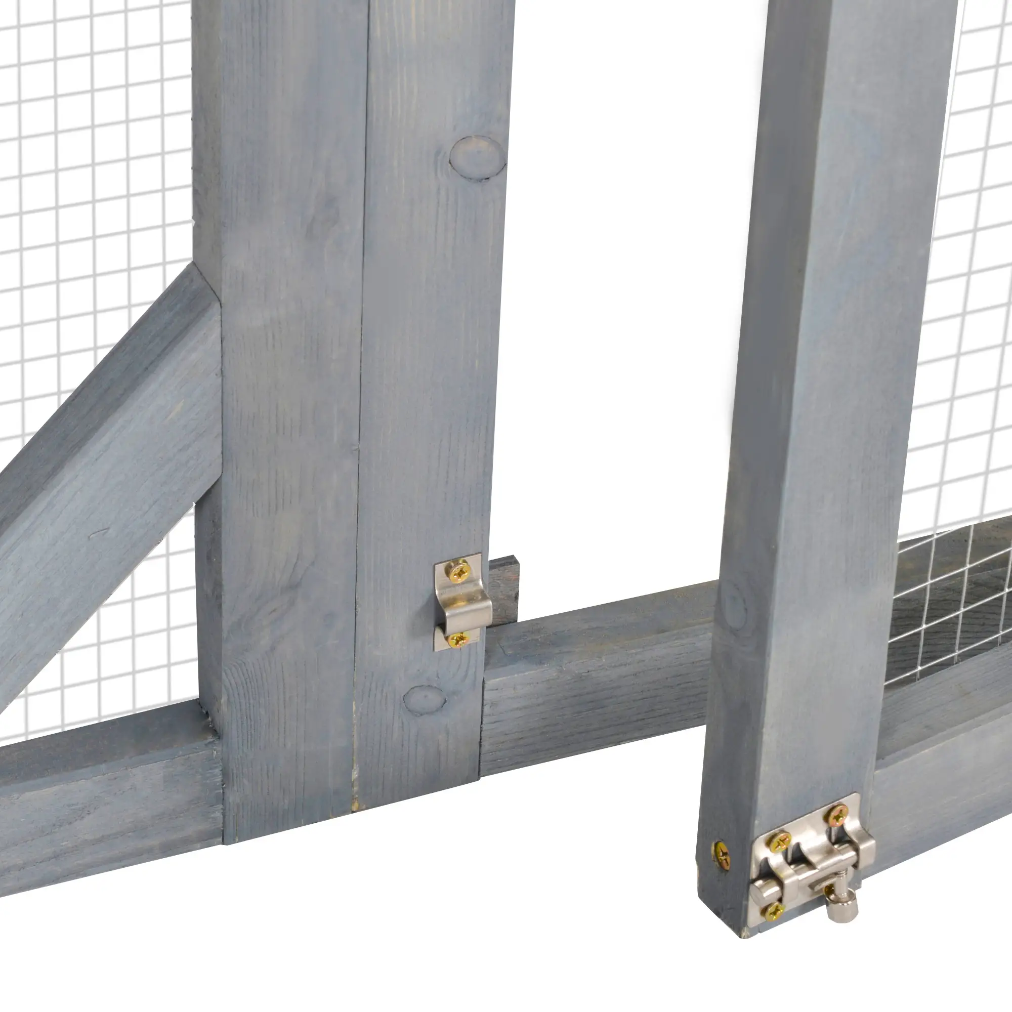 44.1" H Cat Cage, Indoor Outdoor Wooden Pet House, Small Animal Hutch, Grey - Image 10