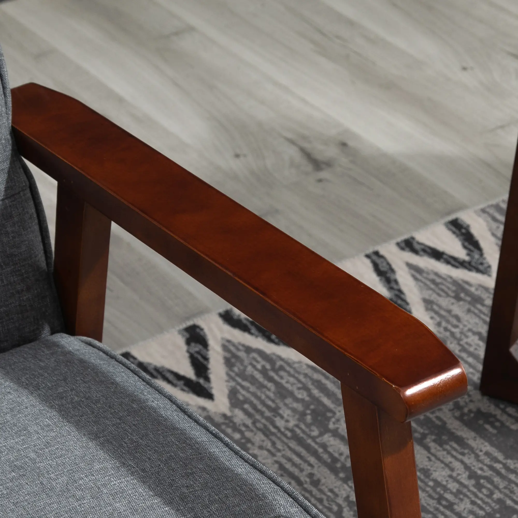 44.5" 2 Seat Sofa, Modern Upholstered Loveseat, Button Tufted Back, Wood Legs, Grey - Image 9