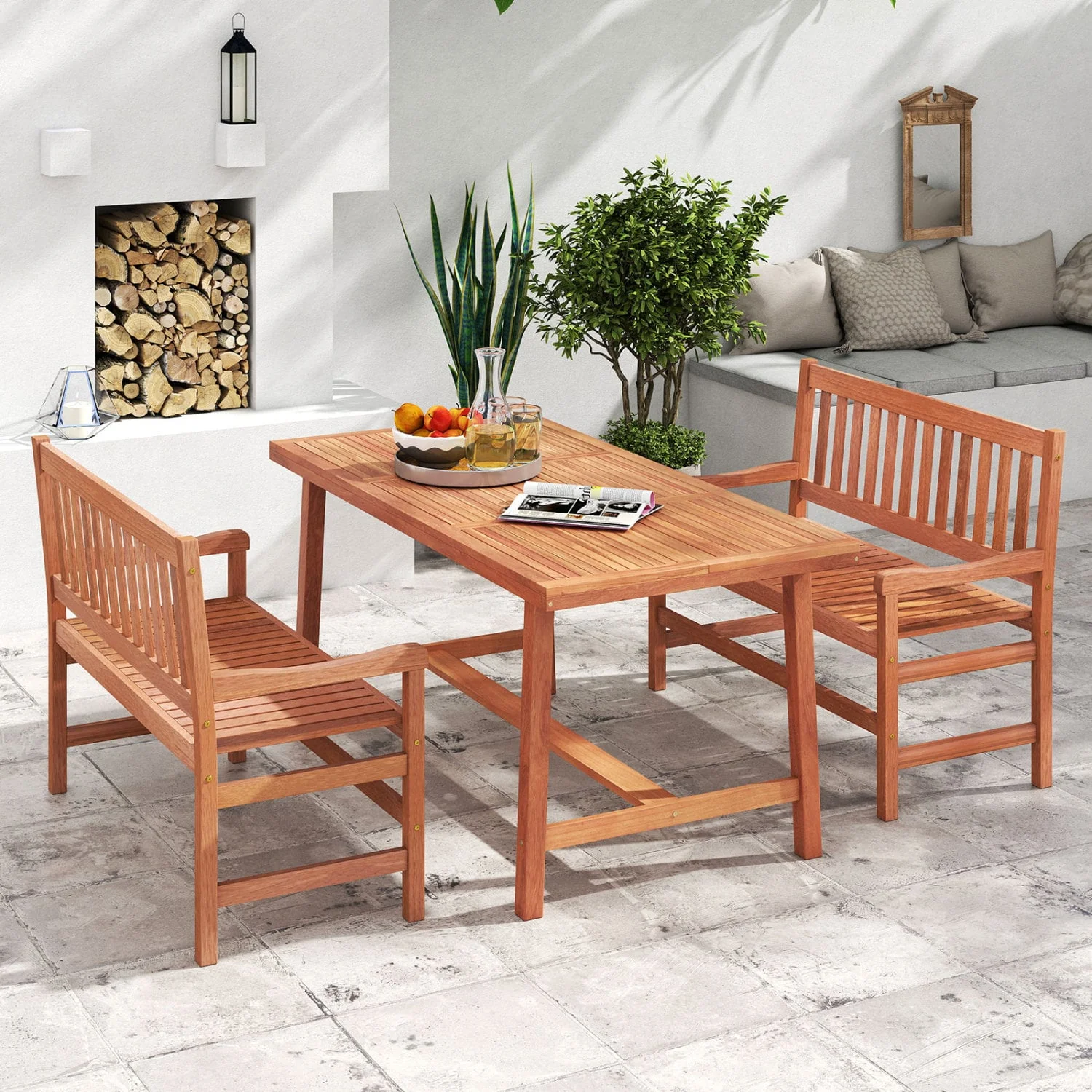 44 Inch 2-Seat Outdoor Loveseat Bench - Image 5
