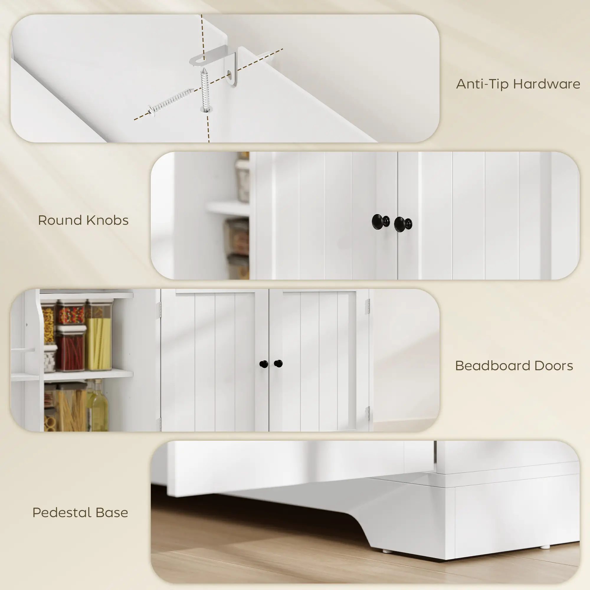44" Modern Kitchen Cabinet With Drawer, White - Image 9