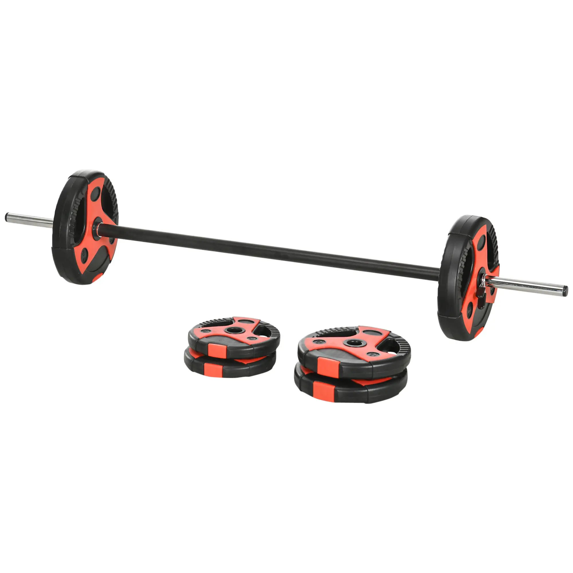 44lbs Adjustable Barbell Weight Set, Free Body Pump Bar, Black and Red