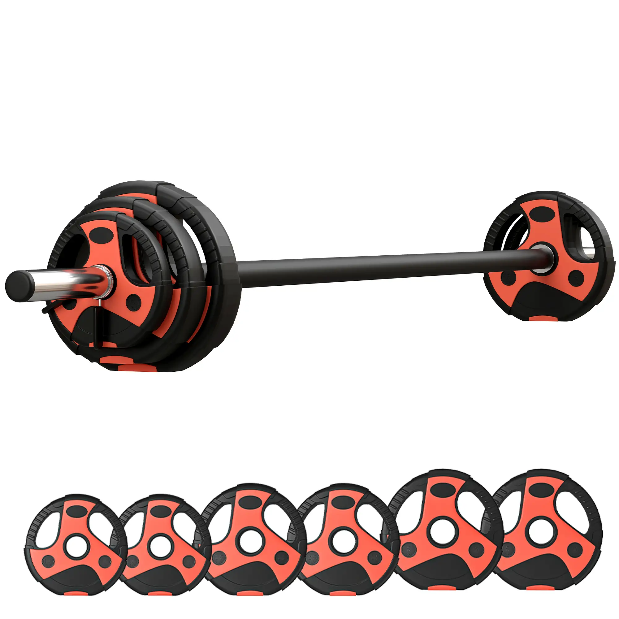 44lbs Adjustable Barbell Weight Set, Free Body Pump Bar, Black and Red - Image 11