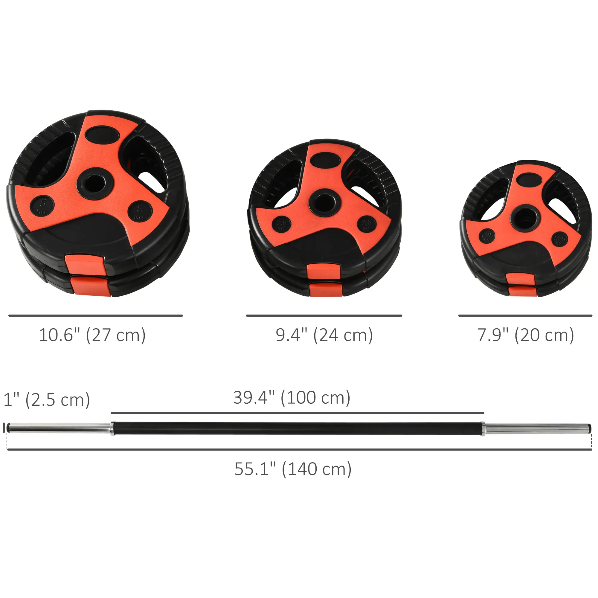 44lbs Adjustable Barbell Weight Set, Free Body Pump Bar, Black and Red - Image 3