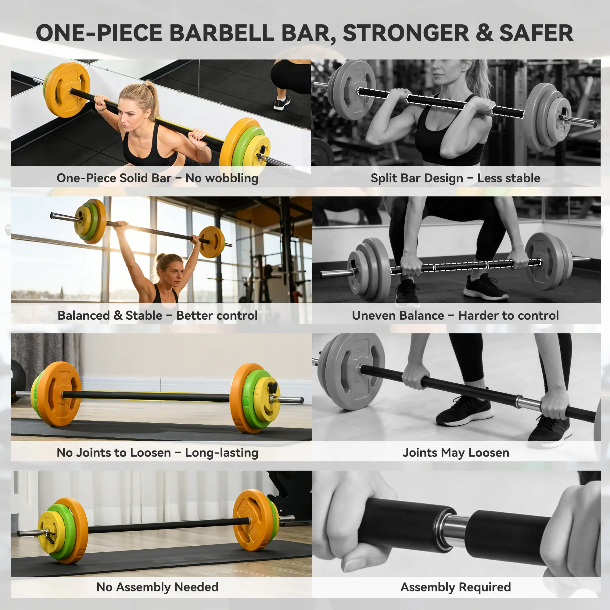 44lbs Adjustable Barbell Weight Set, Non-Slip Handle, Home Gym - Image 5