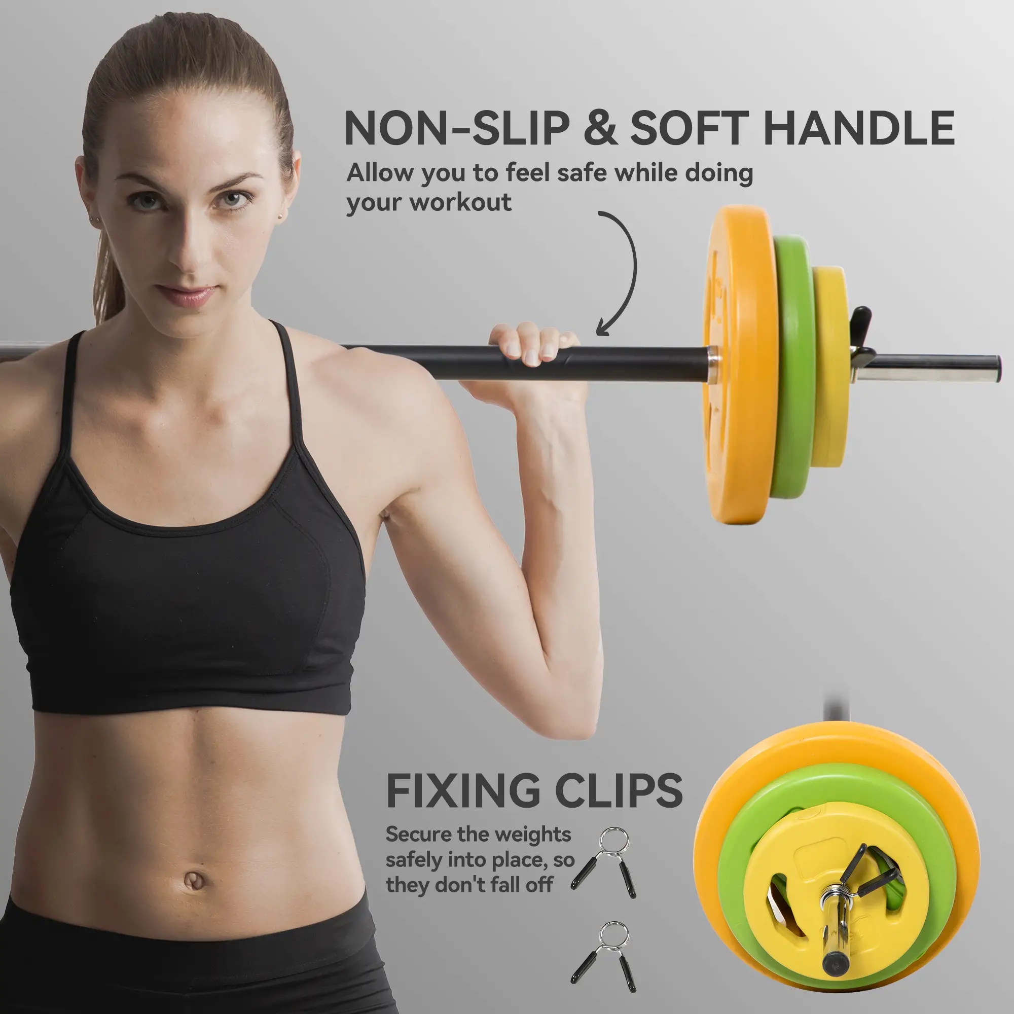 44lbs Adjustable Barbell Weight Set, Non-Slip Handle, Home Gym - Image 6