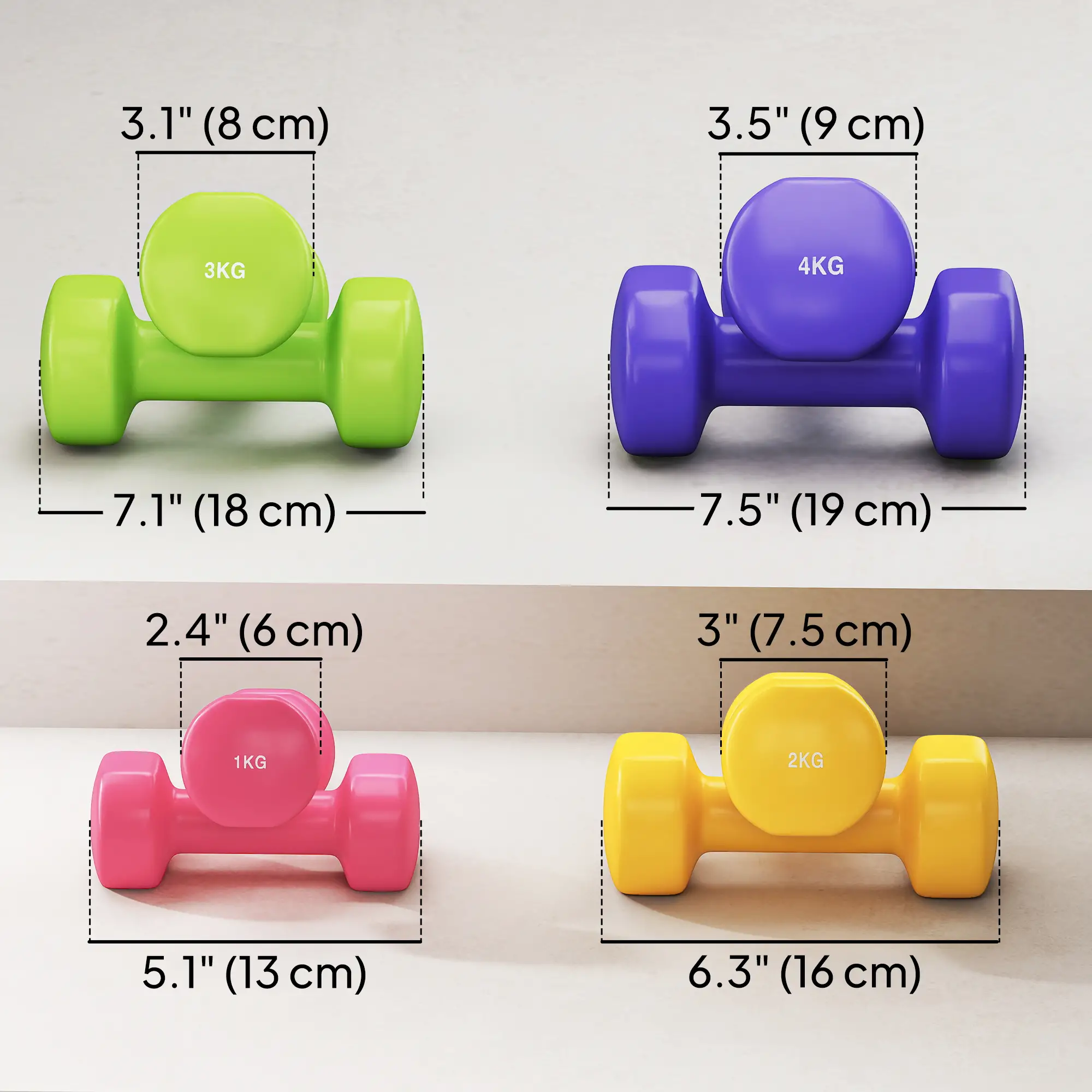 44lbs Hex Dumbbell Set, Hand Weights for Home Gym, Multi-Colour - Image 3
