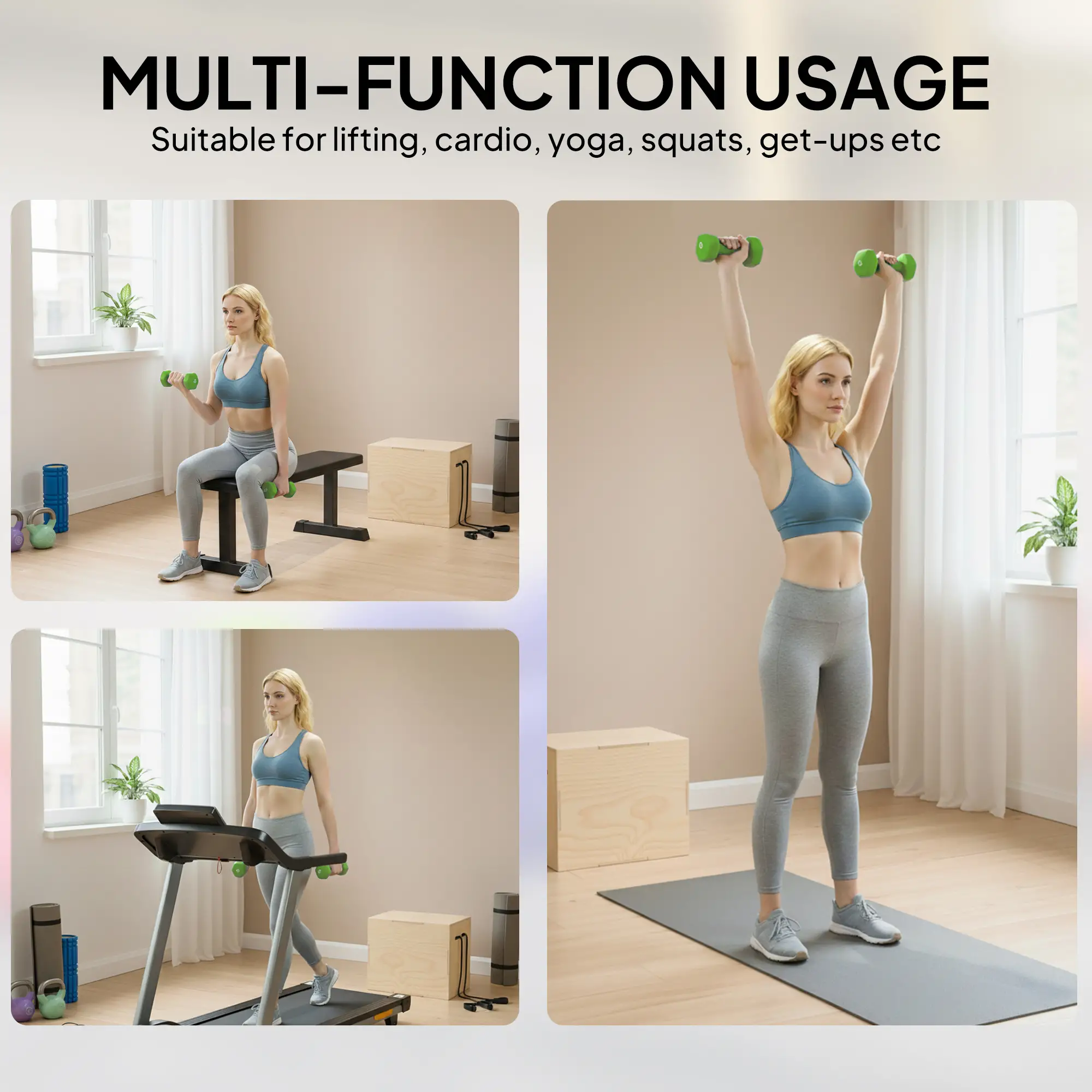 44lbs Hex Dumbbell Set, Hand Weights for Home Gym, Multi-Colour - Image 4