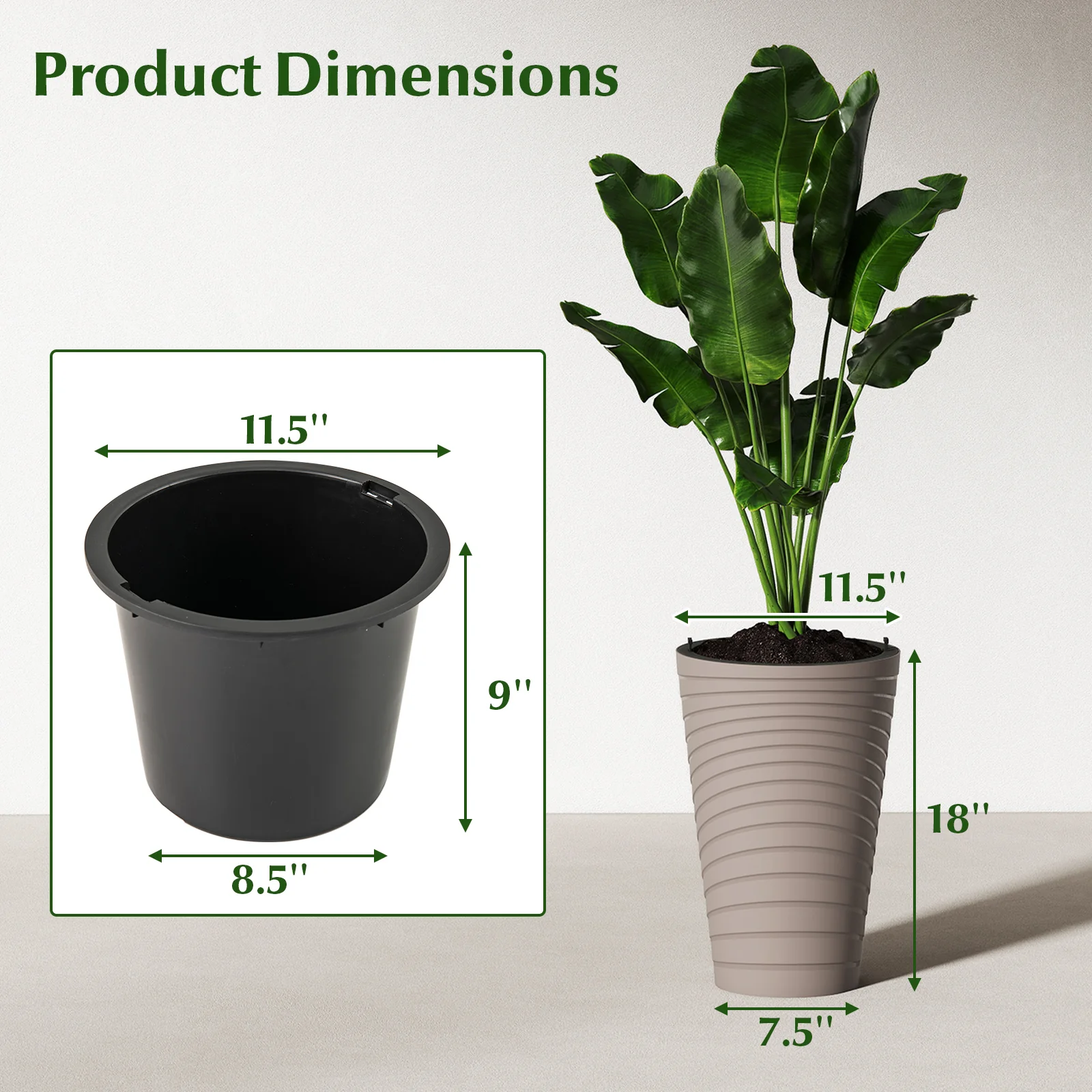 45 cm Tall Flower Pot Set Of 2, Brown - Image 6