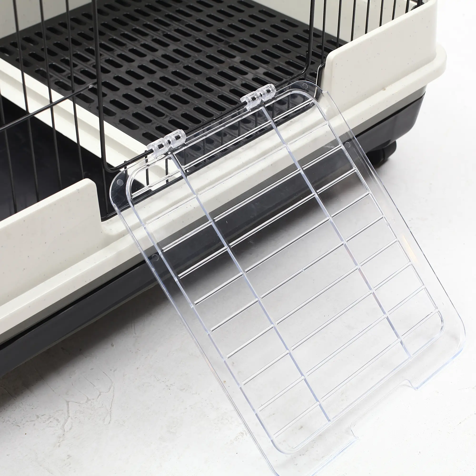 45"H 4-Level Rabbit Hutch, Universal Wheels, Slide-Out Tray, Black - Image 7