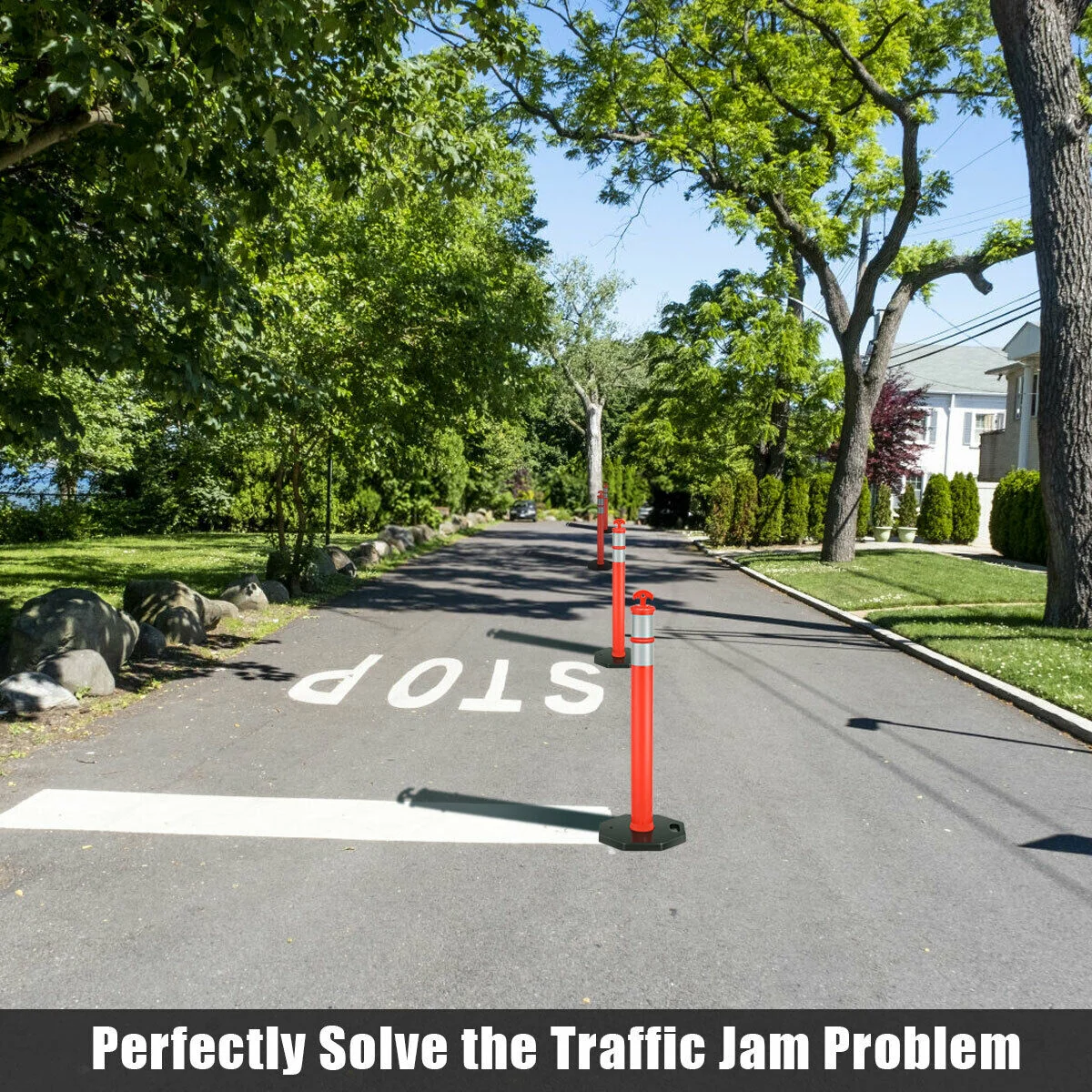 45 Inch Traffic Delineator Post Cone, 6 Pack, Orange - Image 3