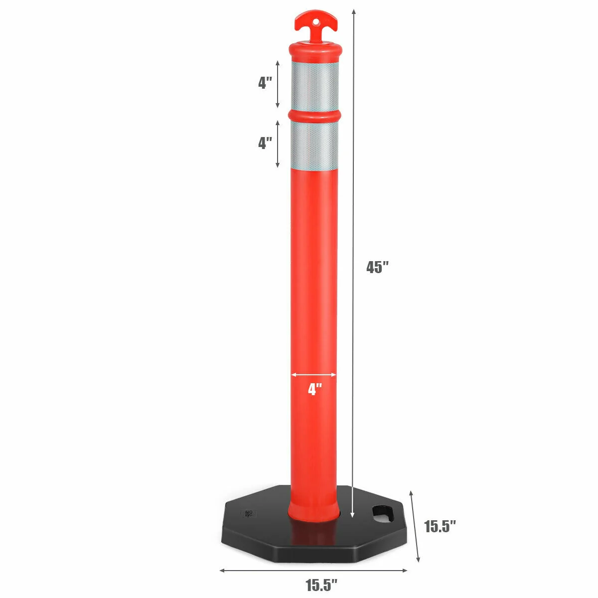 45 Inch Traffic Delineator Post Cone, 6 Pack, Orange - Image 5