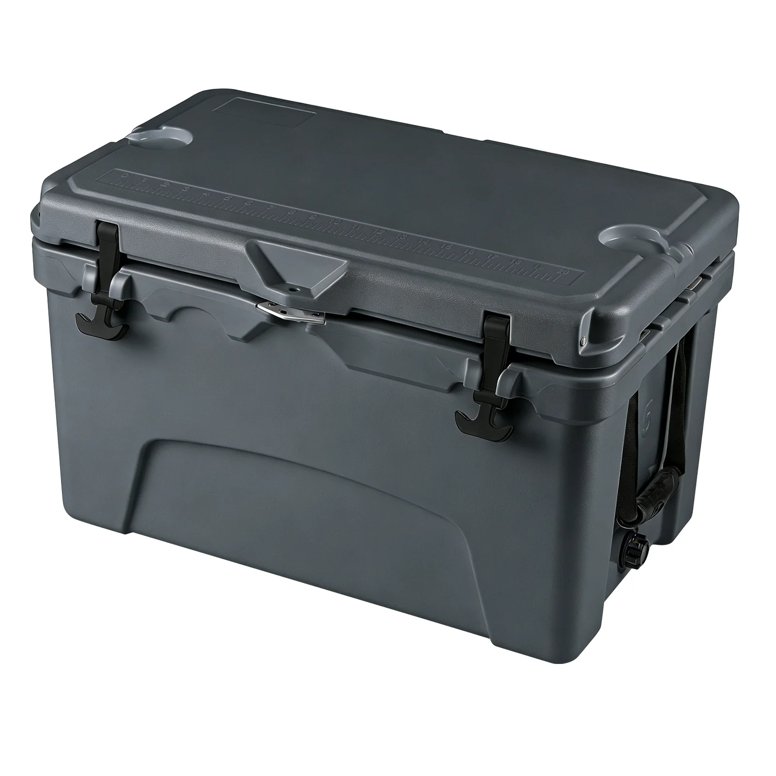 45 Quart Portable Hard Cooler, Insulated Ice Chest, Gray