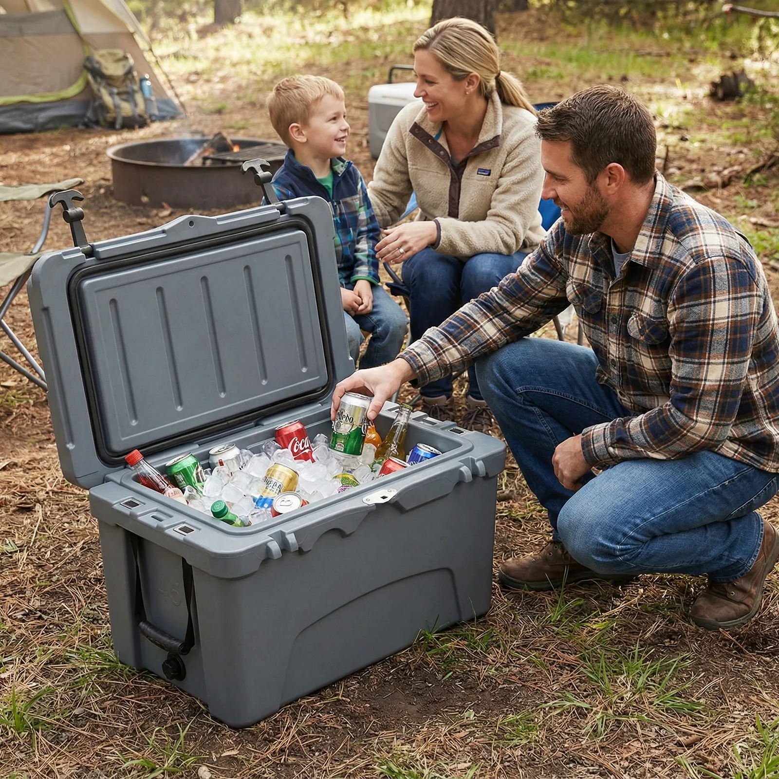 45 Quart Portable Hard Cooler, Insulated Ice Chest, Gray - Image 2