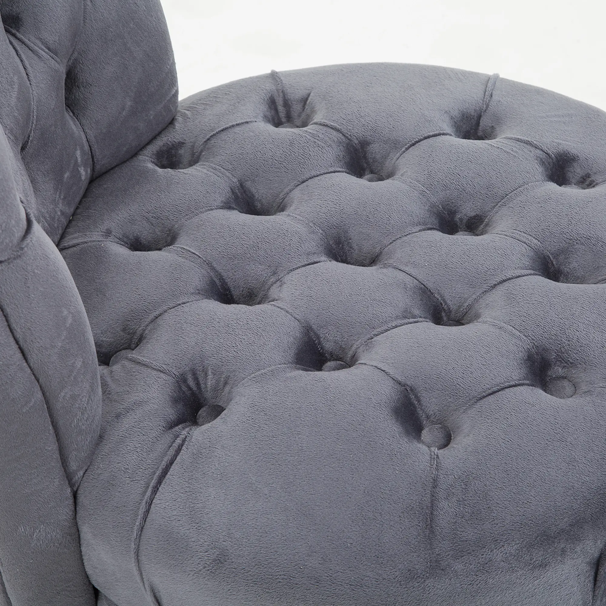 45" Tufted High Back Velvet Accent Chair, Soft Padded Lounge, Ash Grey - Image 10