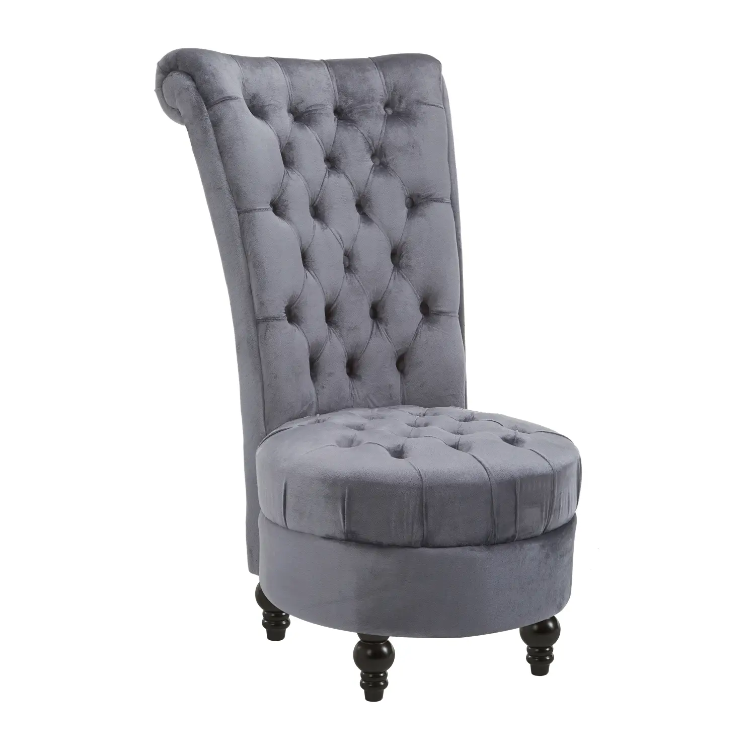 45" Tufted High Back Velvet Accent Chair, Soft Padded Lounge, Ash Grey - Image 11