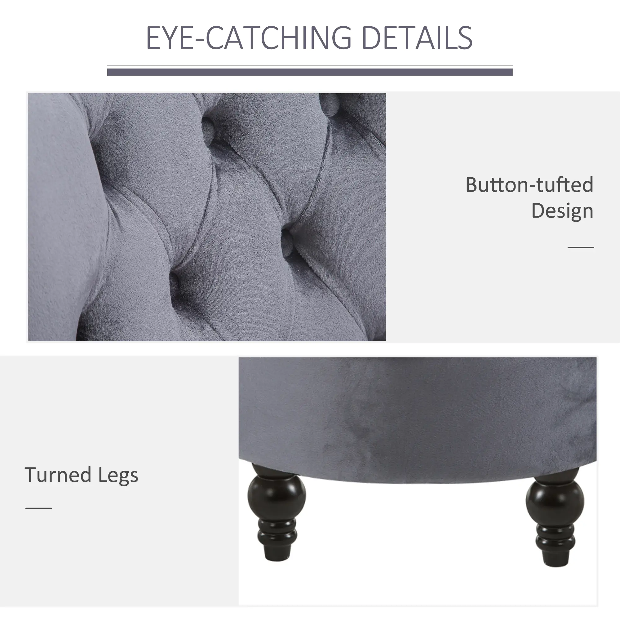 45" Tufted High Back Velvet Accent Chair, Soft Padded Lounge, Ash Grey - Image 5
