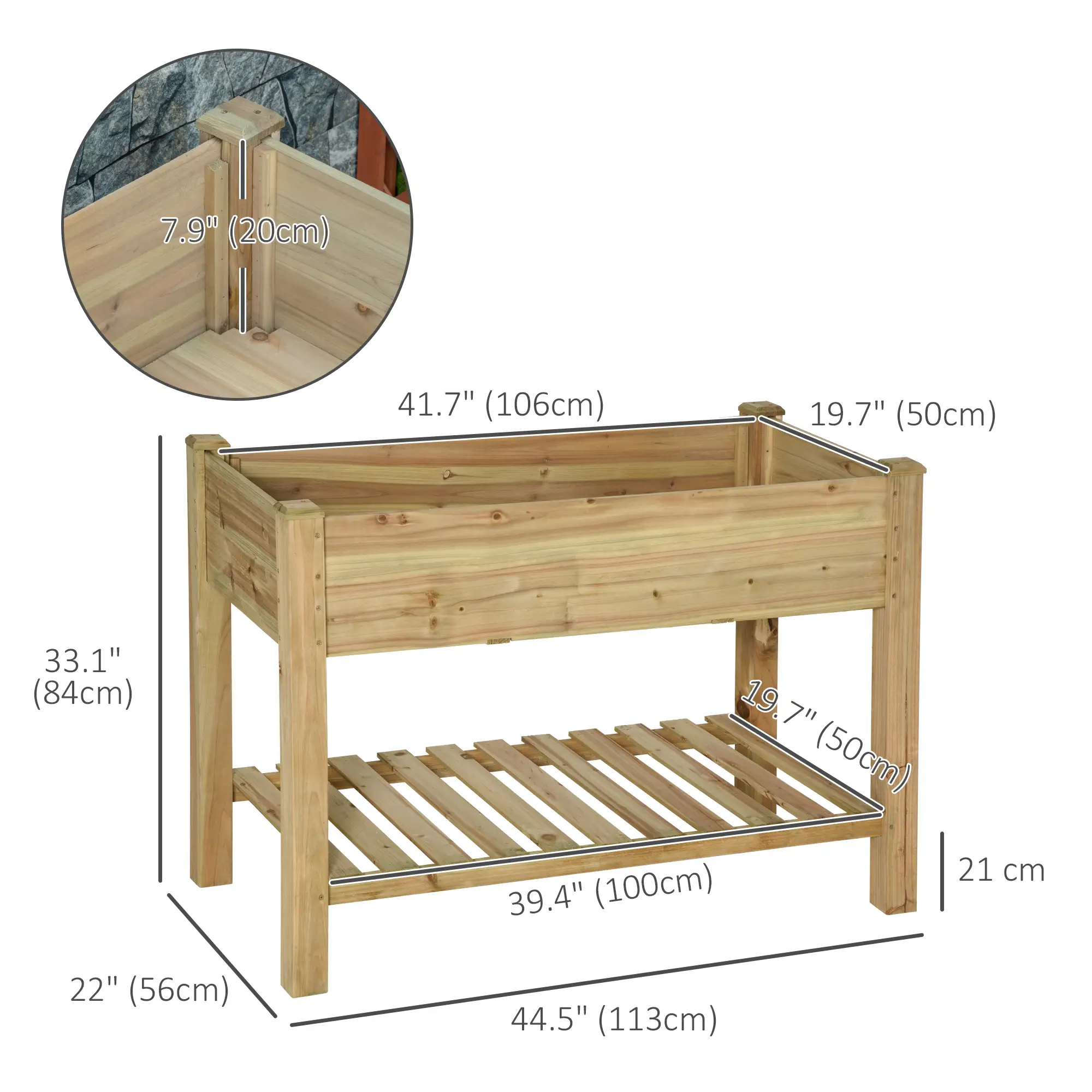 45" x 22" x 33" Elevated Planter Box With Legs, Storage Shelf, Raised Garden Bed - Image 3
