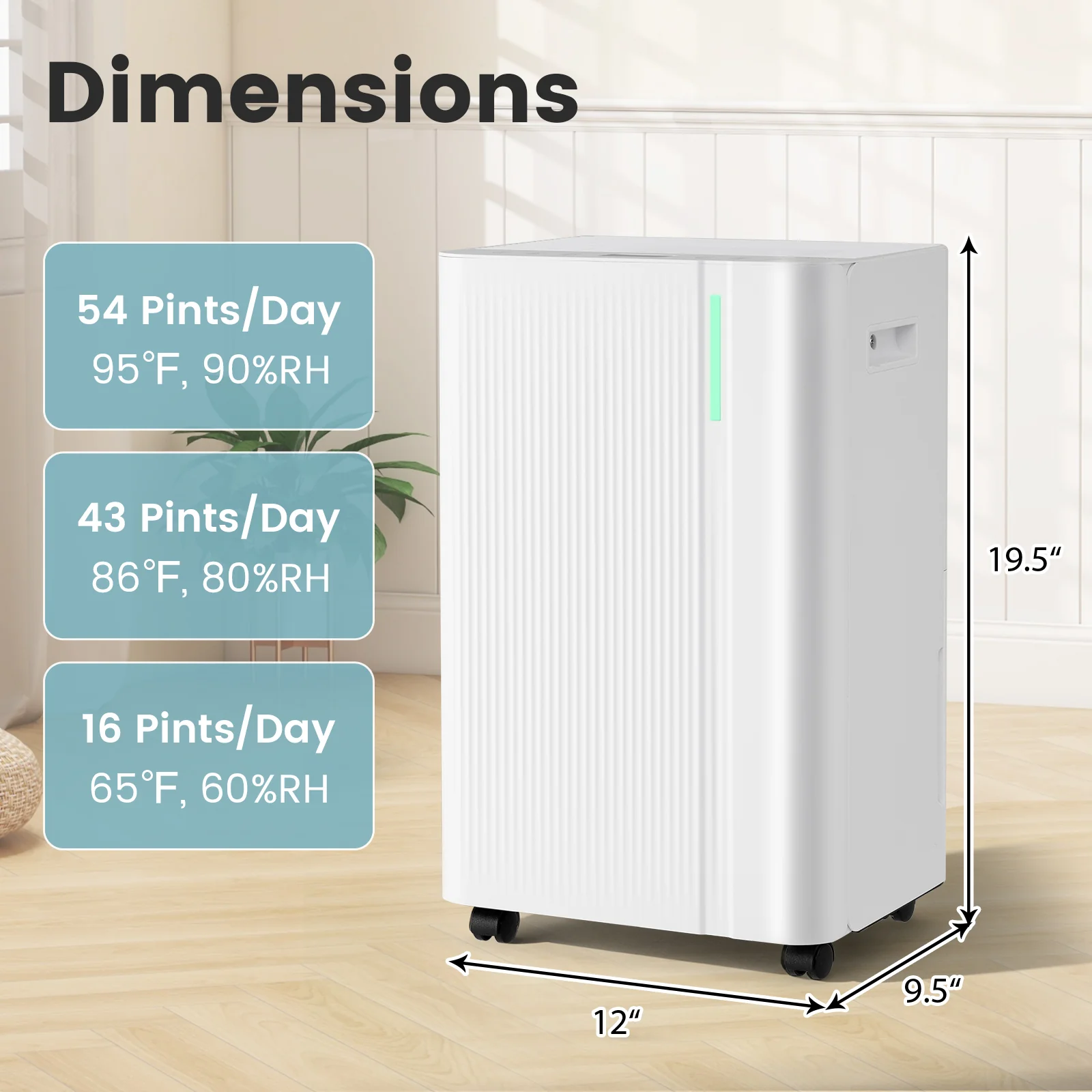 4500 Sq.Ft 54 Pints Dehumidifier, With Drain Hose, White - Image 7