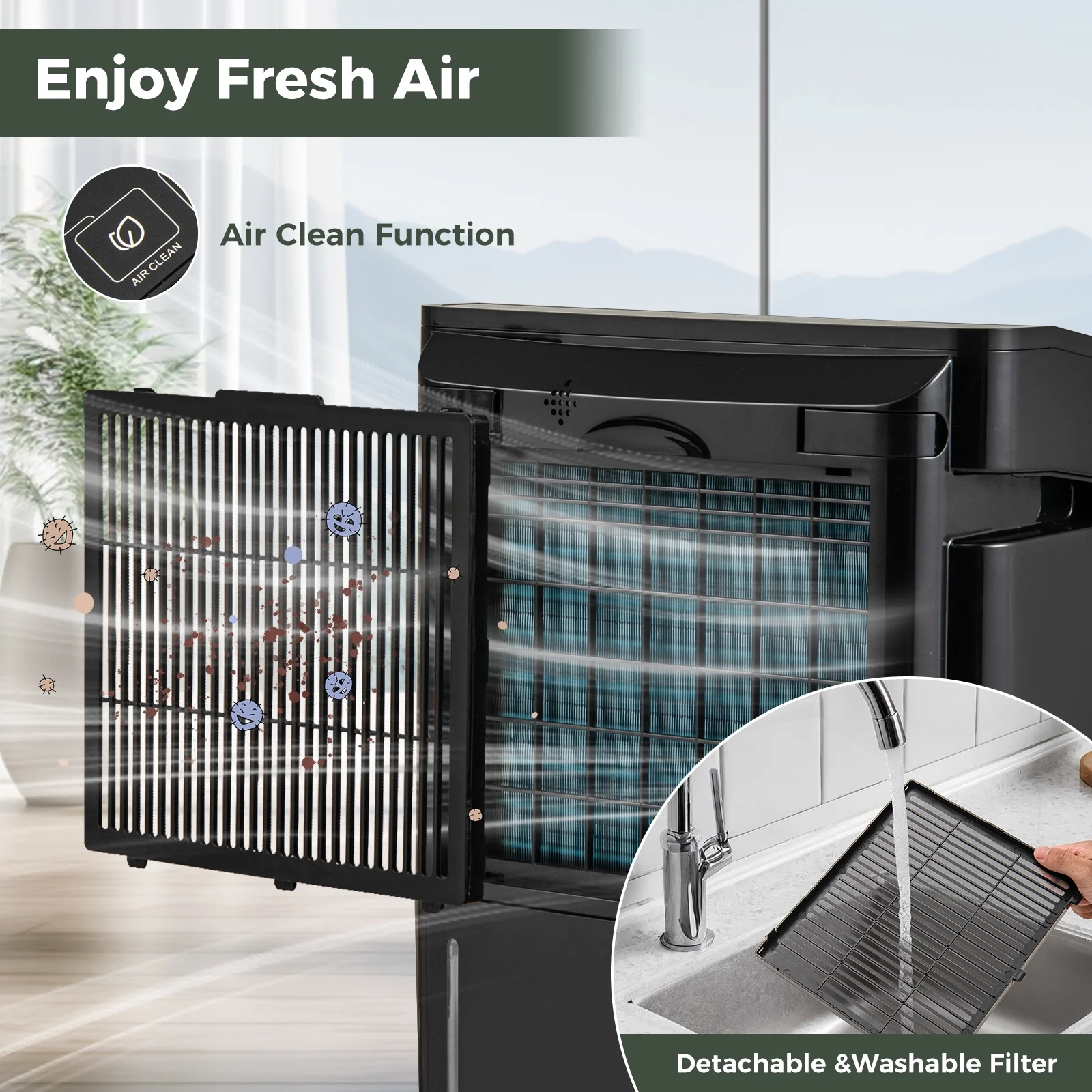4500 Sq. Ft 57 Pint Quiet Dehumidifier, Basement, 4 Modes, Black - Image 9