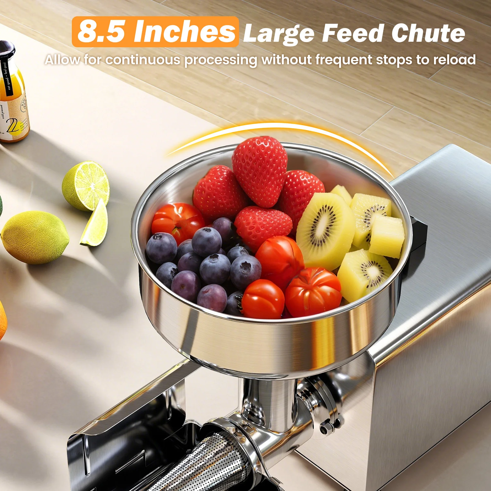 450W Electric Tomato Strainer, Stainless Steel Sauce Maker, Silver - Image 7