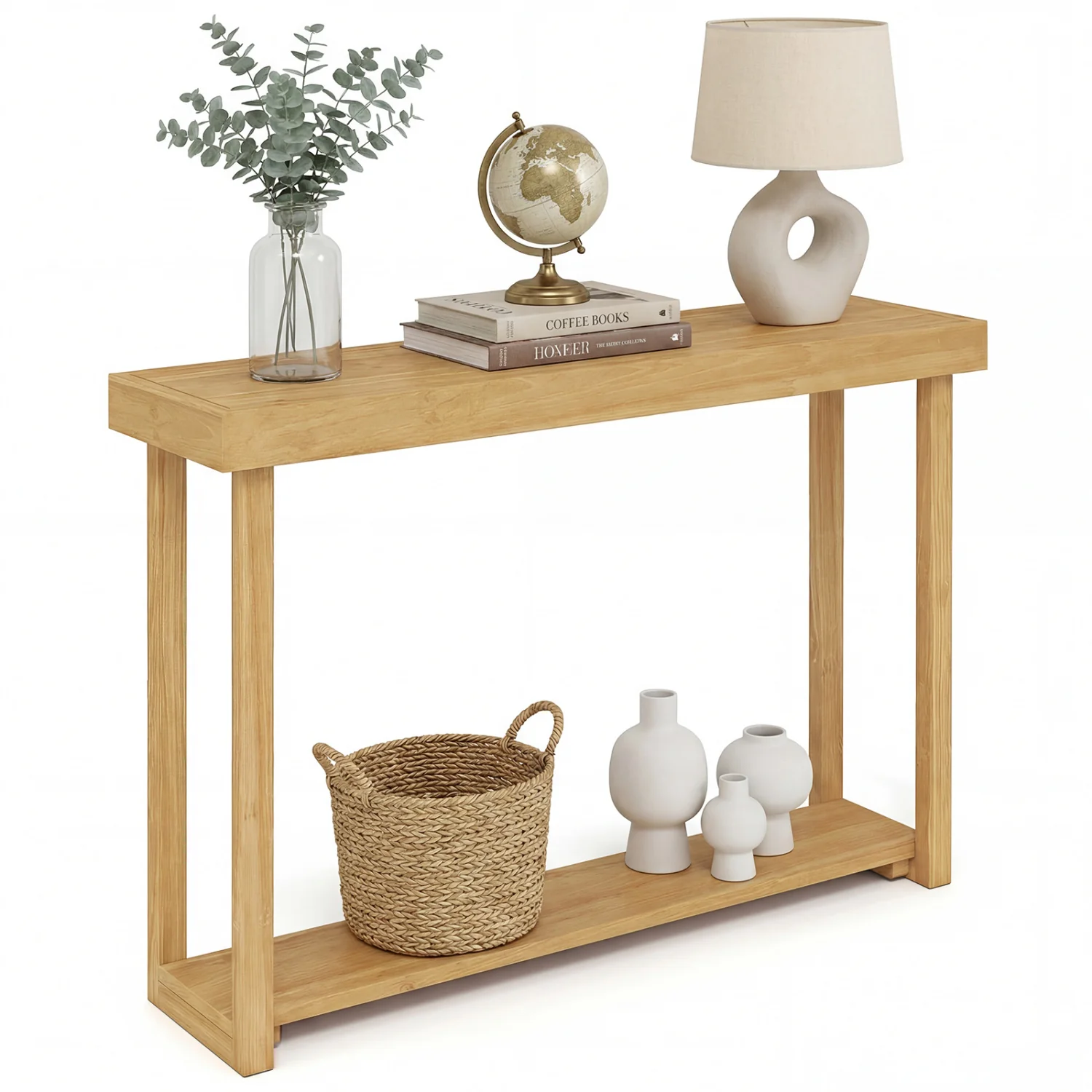 46 Inch Solid Wood Console Table 2-Tier Narrow Farmhouse Sofa Table - Image 5