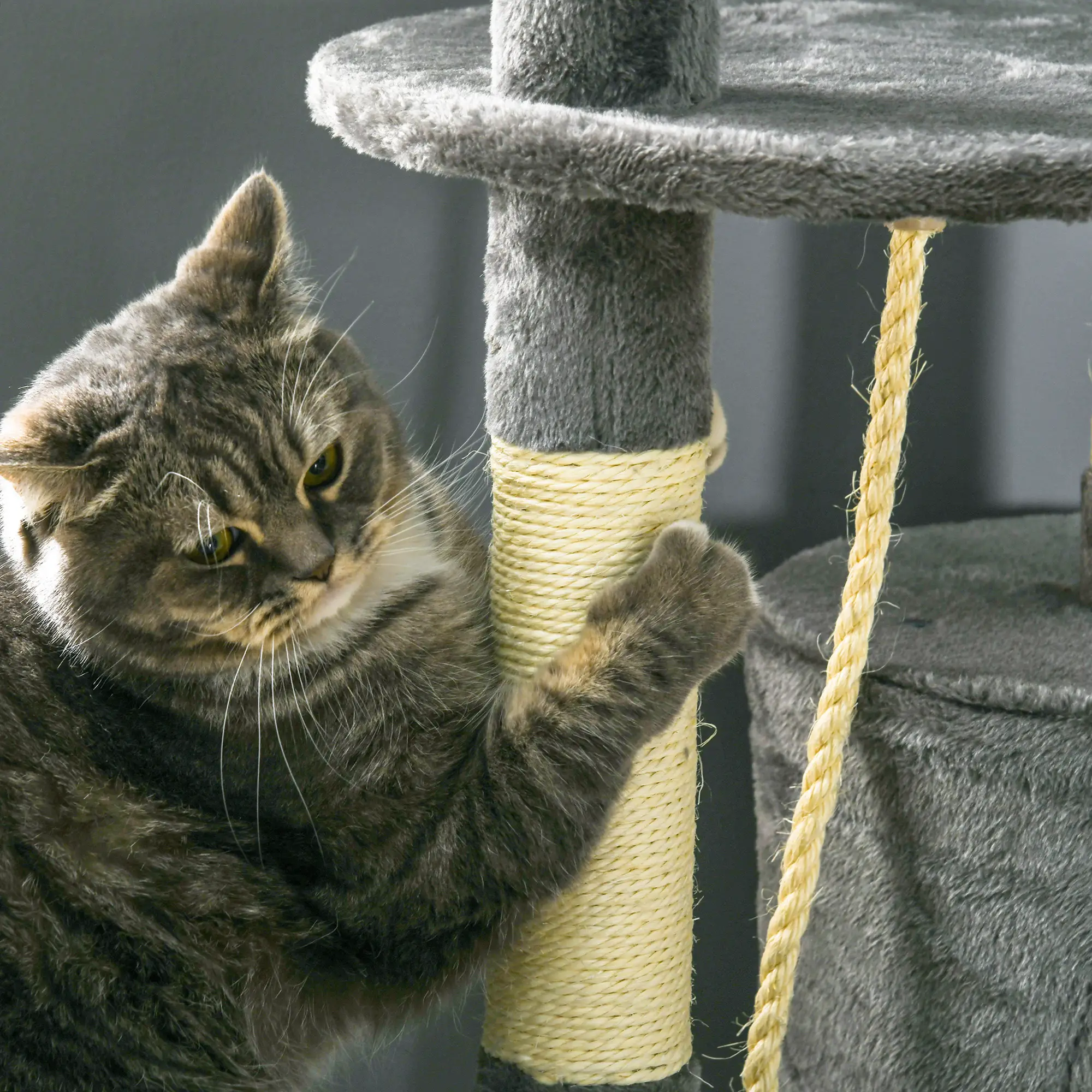 46Inch Cat Tree, Multi Level Tower for Large Cats, Grey - Image 10