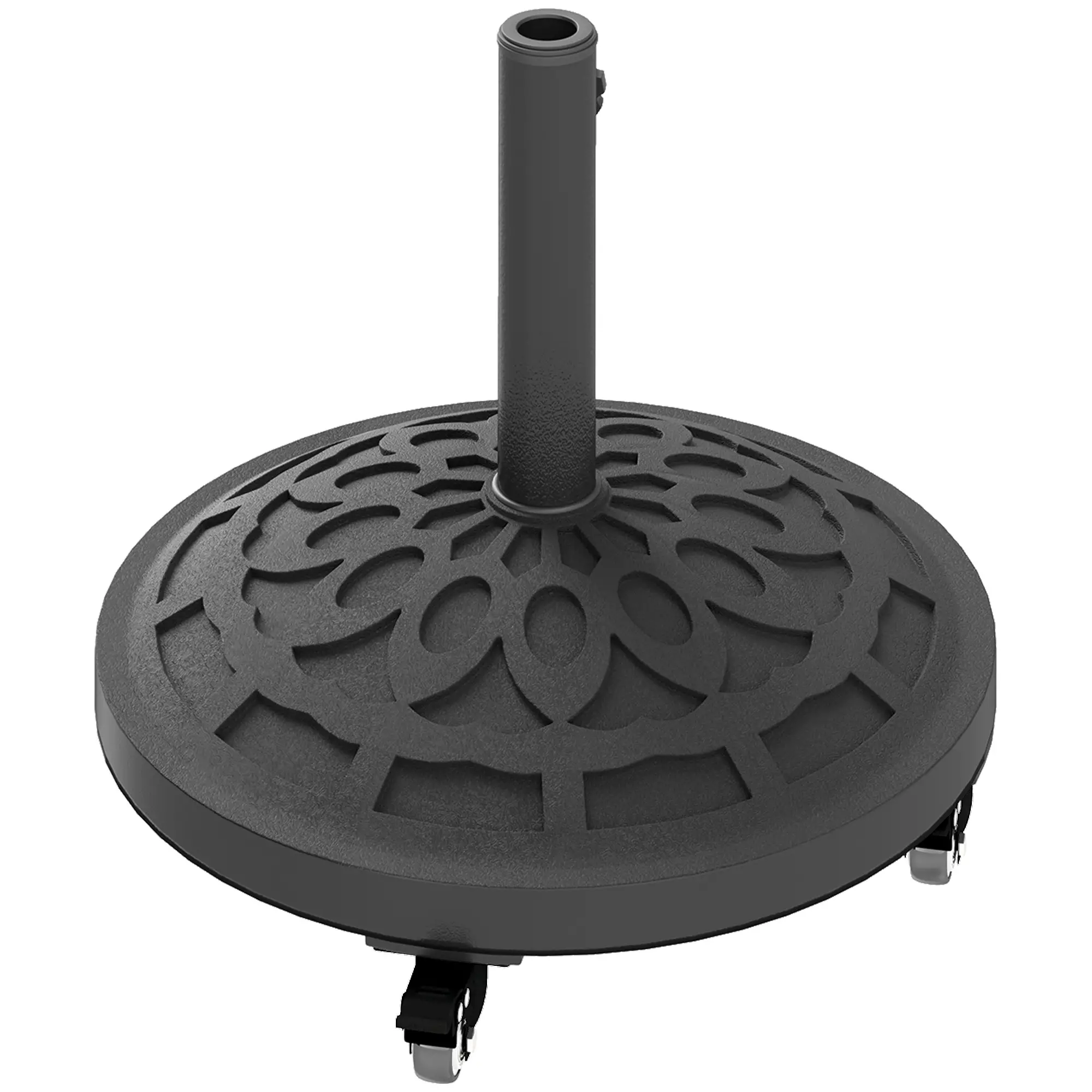 46lbs Resin Round Patio Umbrella Base With Wheels, Black
